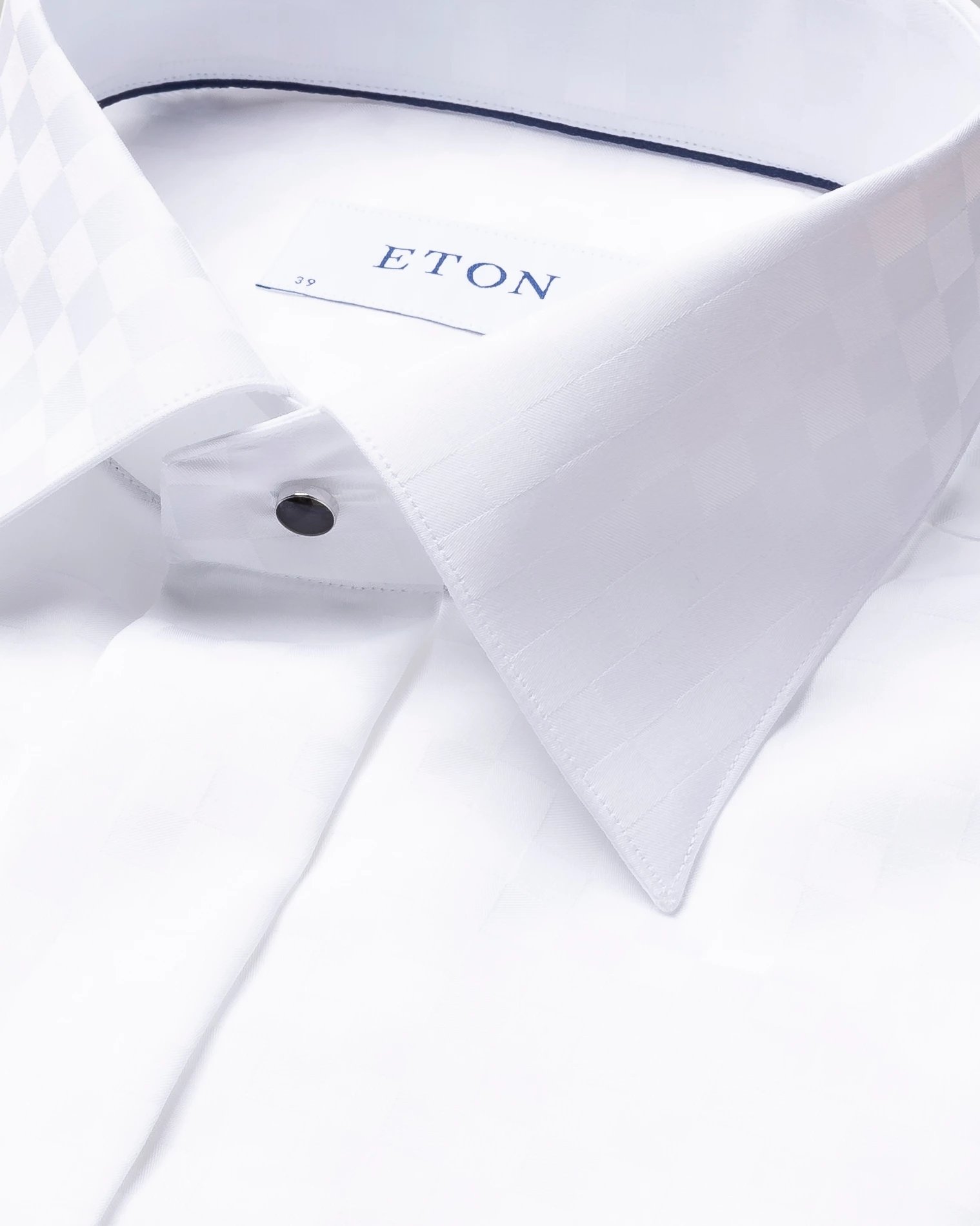 Eton - white chessboard check evening shirt