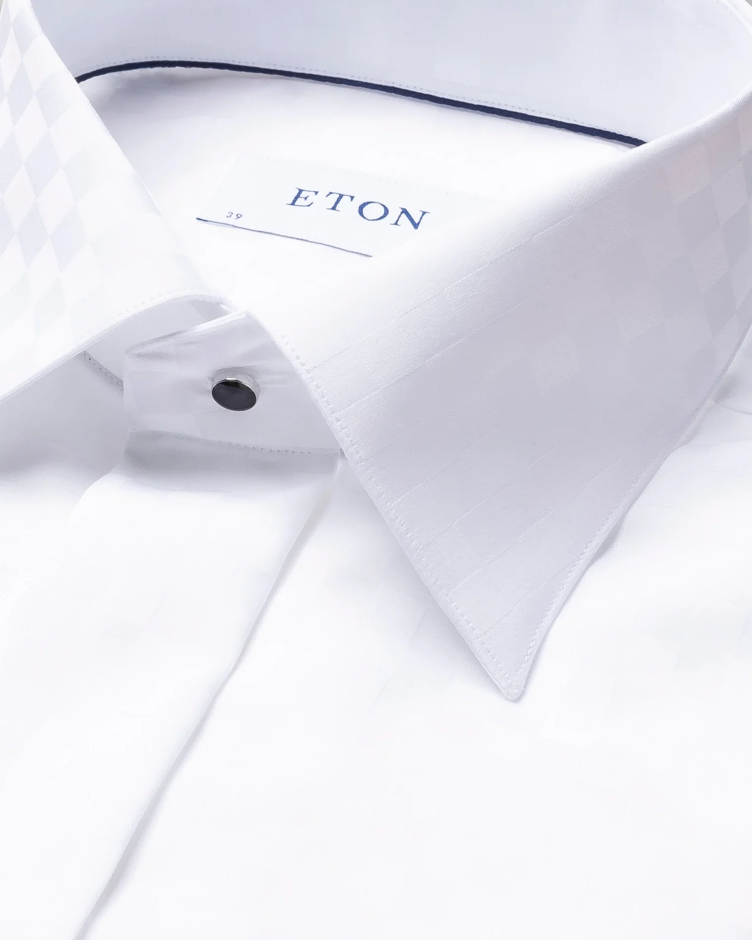 Eton - white chessboard check evening shirt