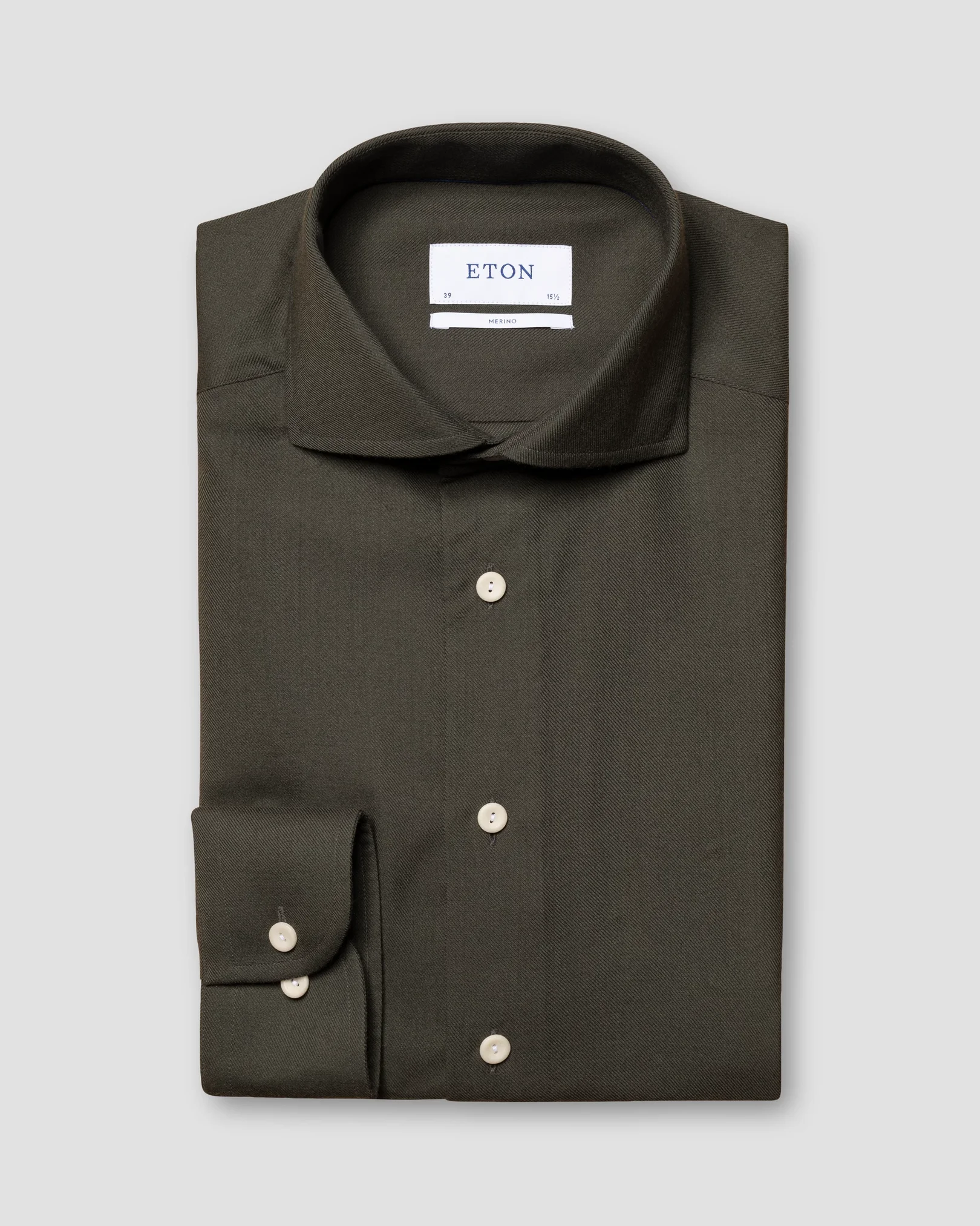 Eton - green brushed merino wool shirt