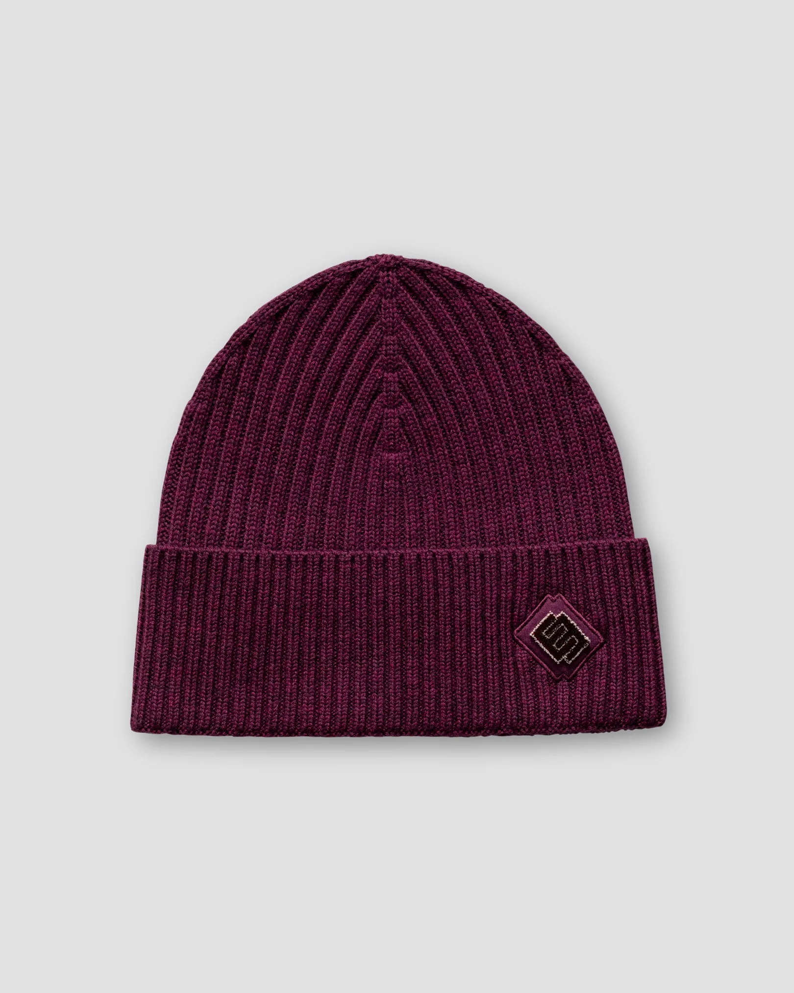Eton - burgundy wool beanie logo detail
