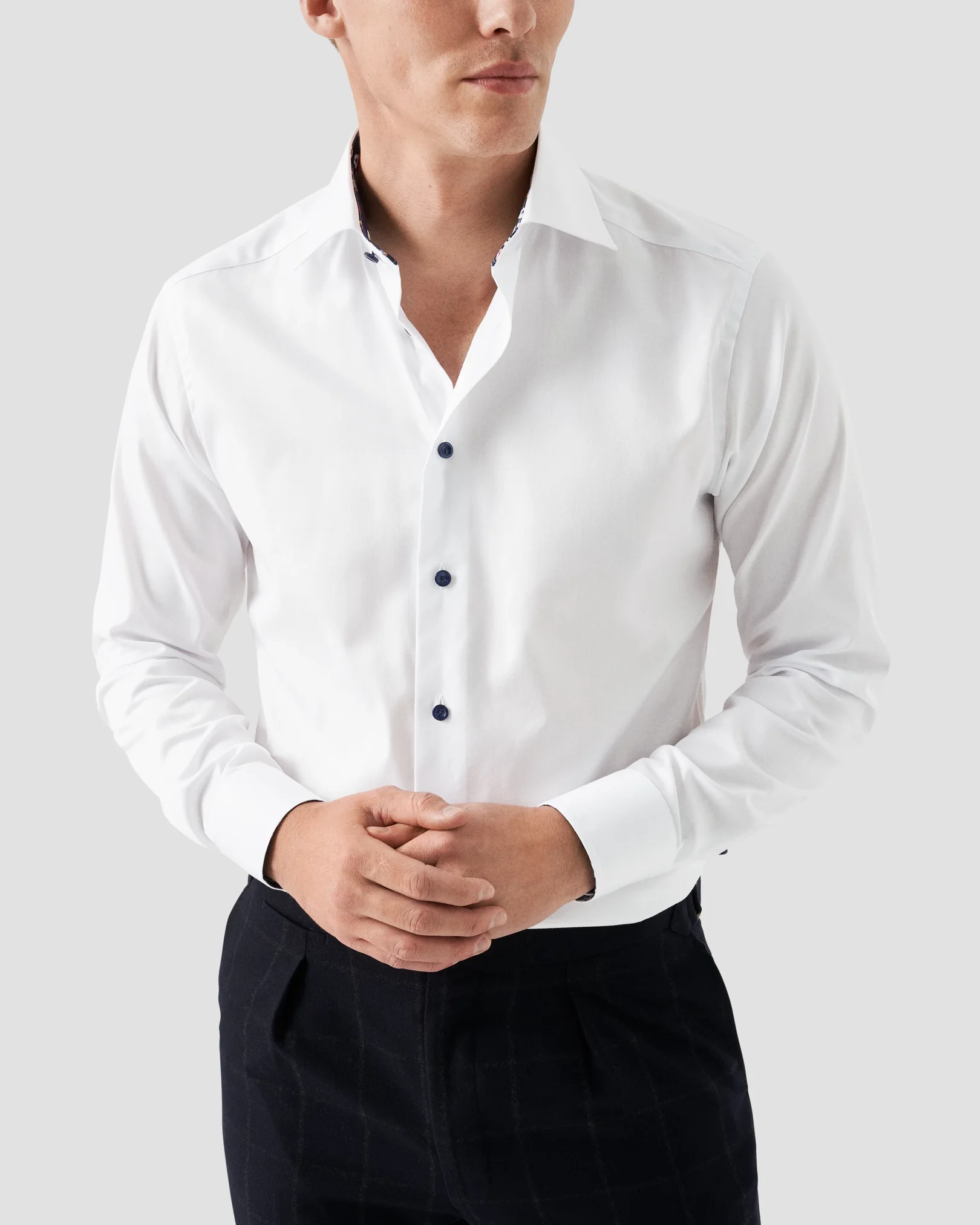 Eton - white signature twill floral details shirt