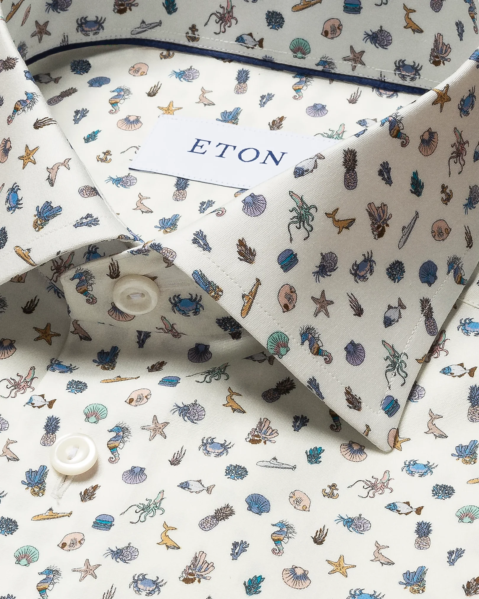 Eton - white printed ocean short sleeve