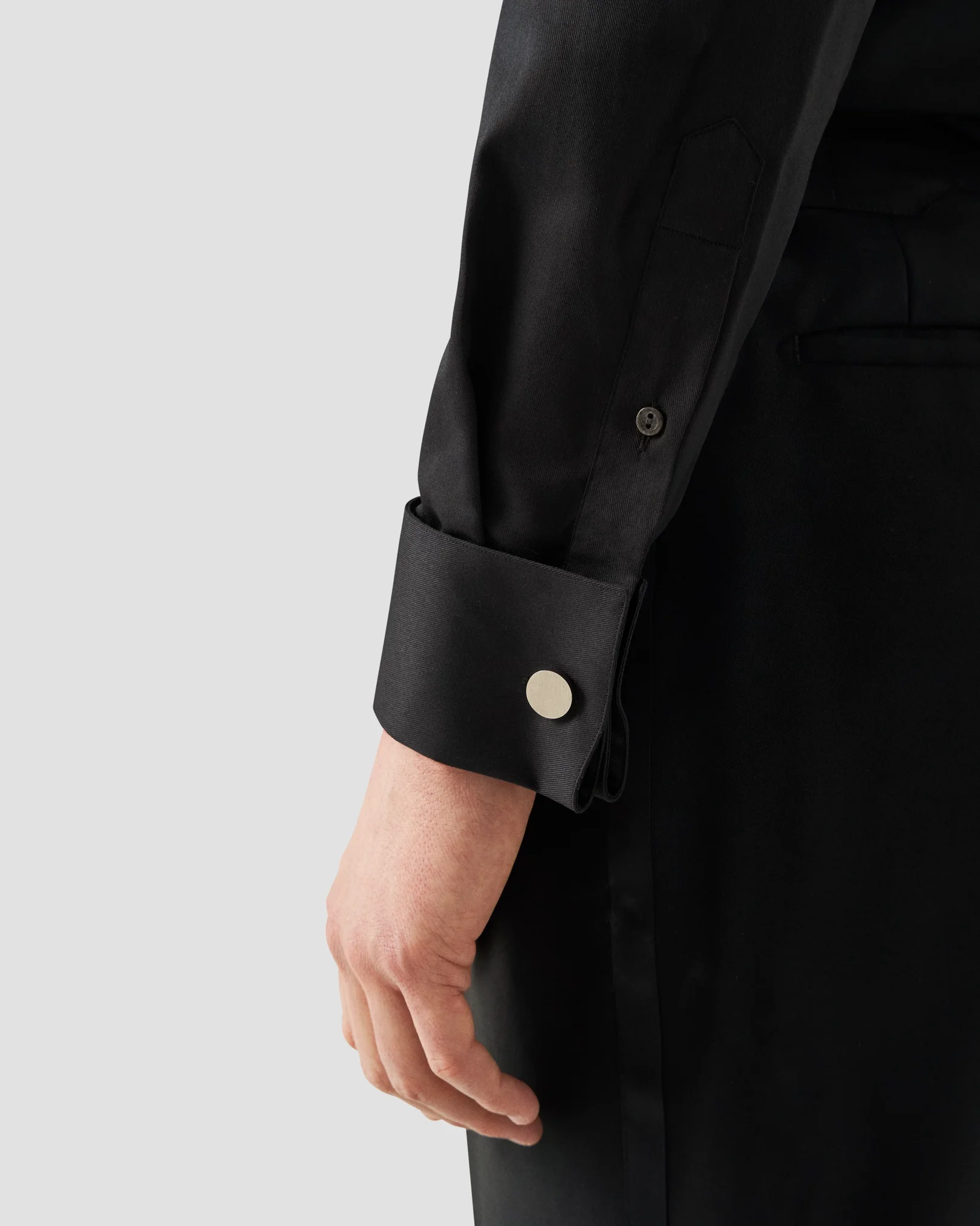 Eton - black twill stretch moderate cut away