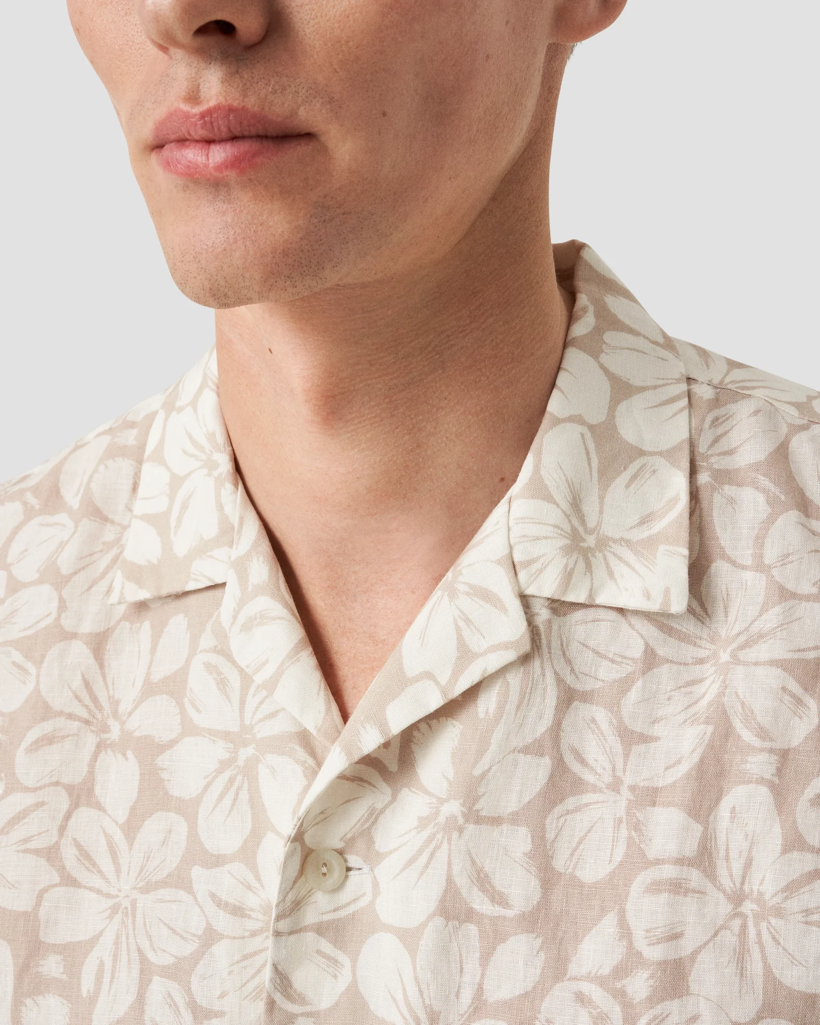 Eton - brown resort linen shirt