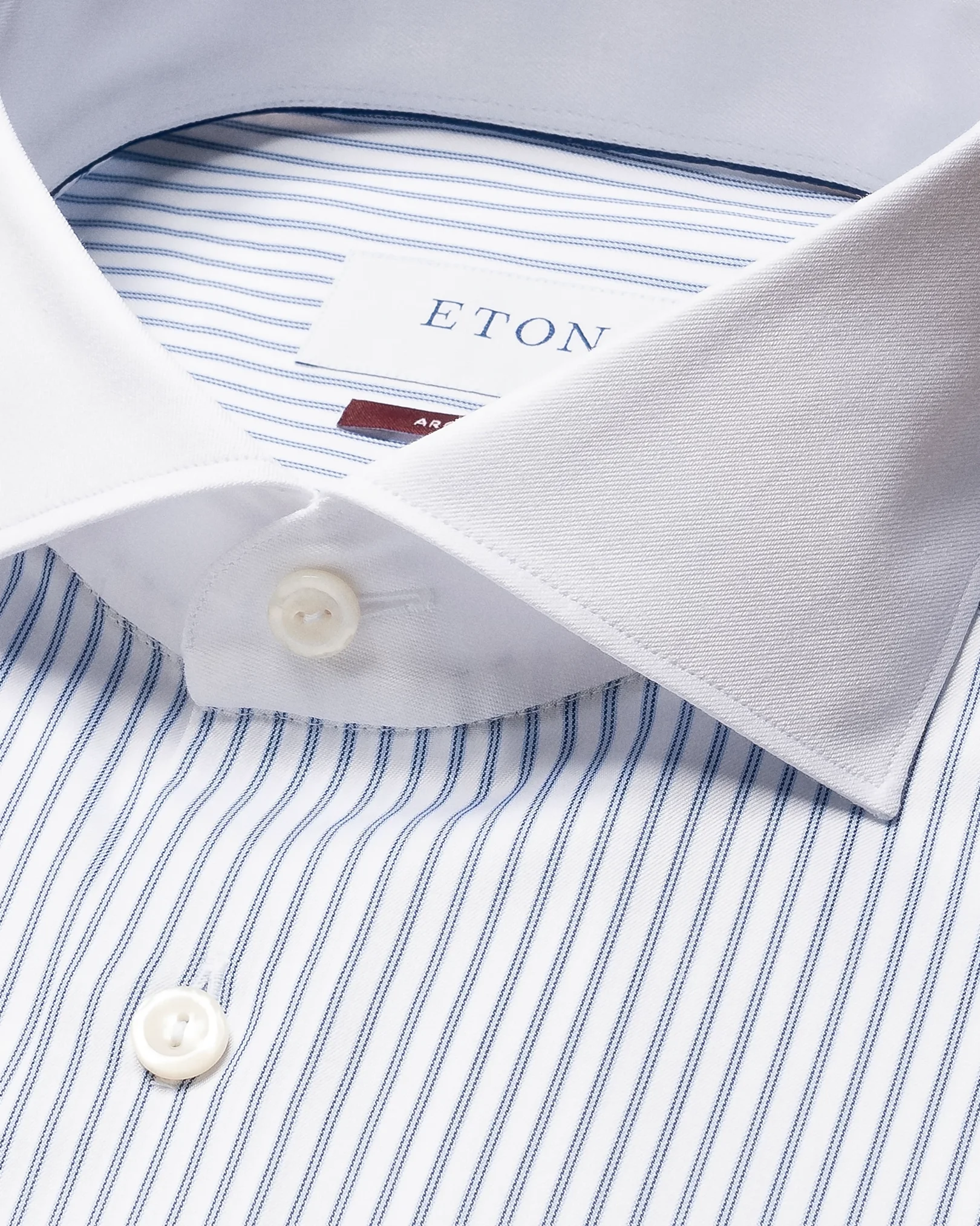 Eton - mid blue wide spread cotton tencel shirt
