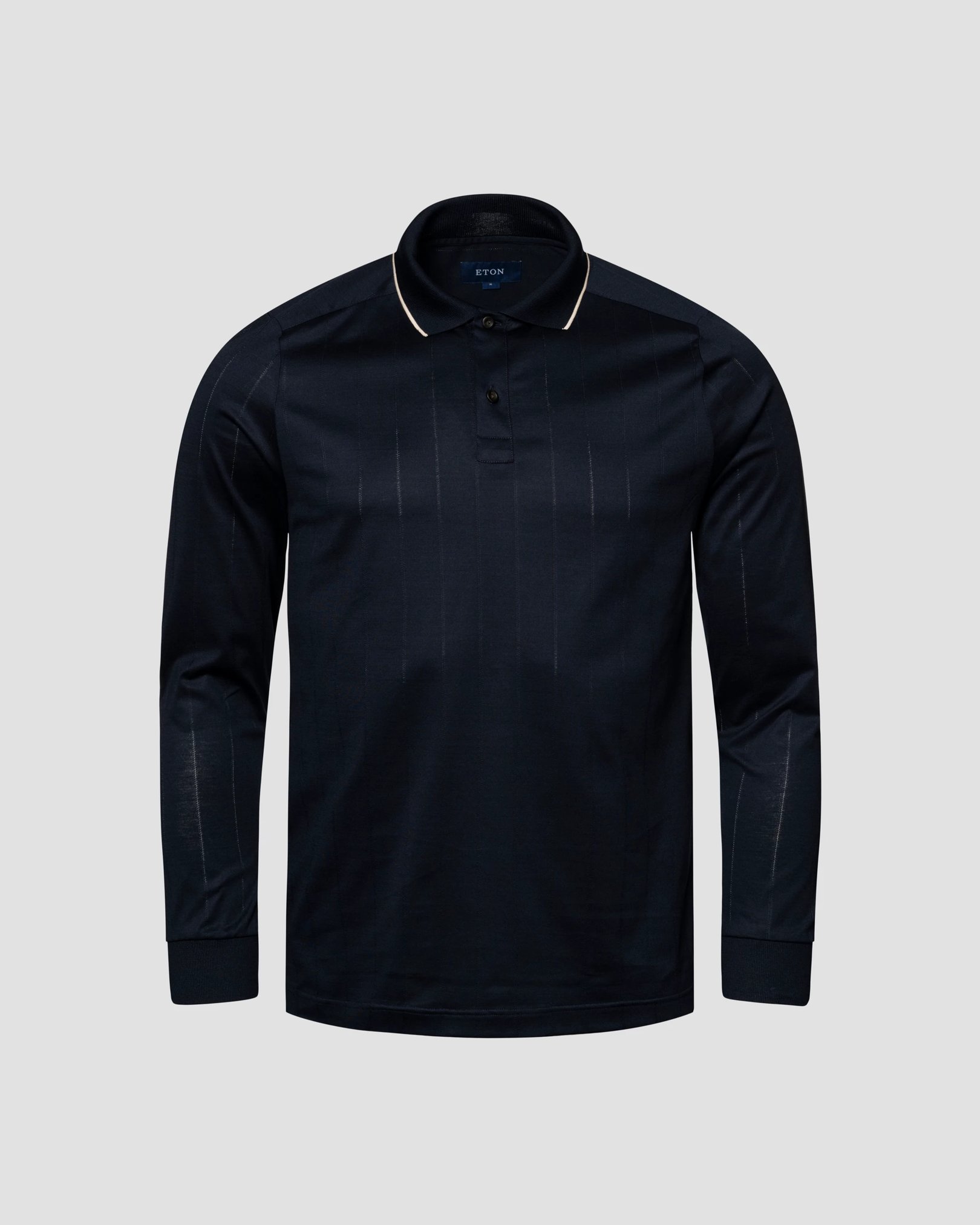 Eton - Navy Striped Filo di Scozia Jacquard Polo Shirt