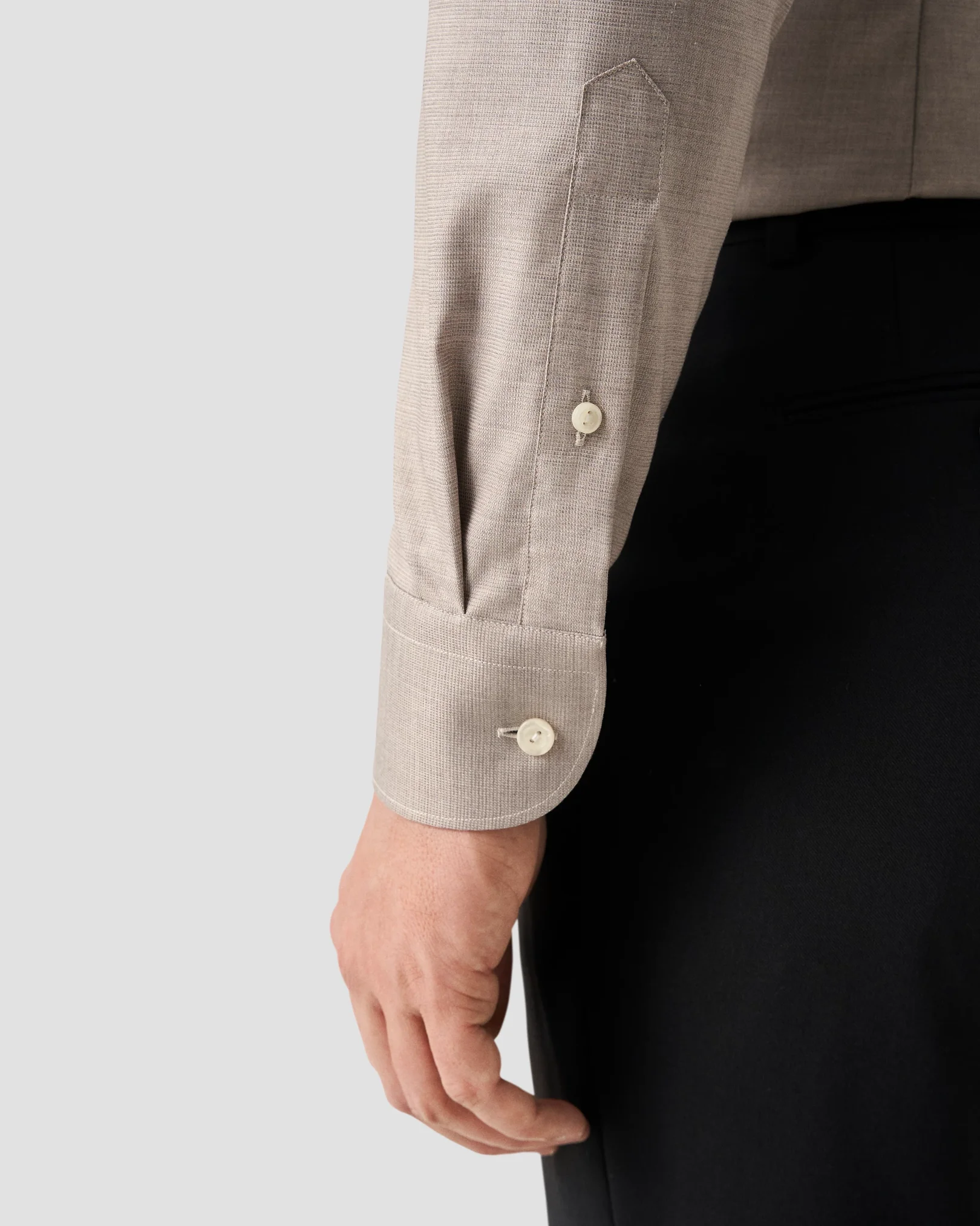 Eton - beige twill wide spread shirt