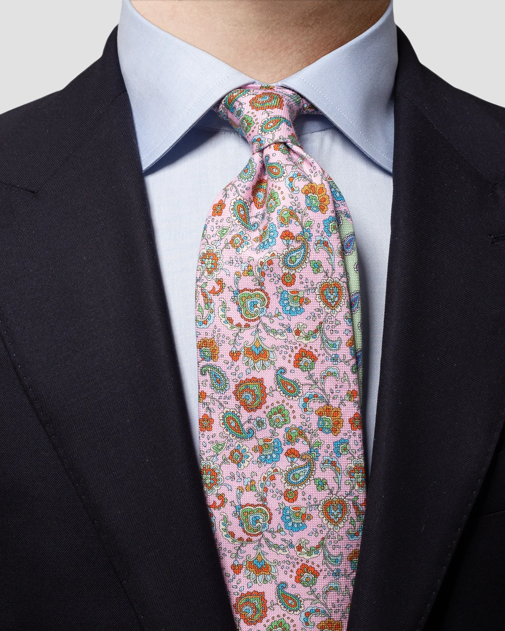 Eton - dark red floral print cotton tie