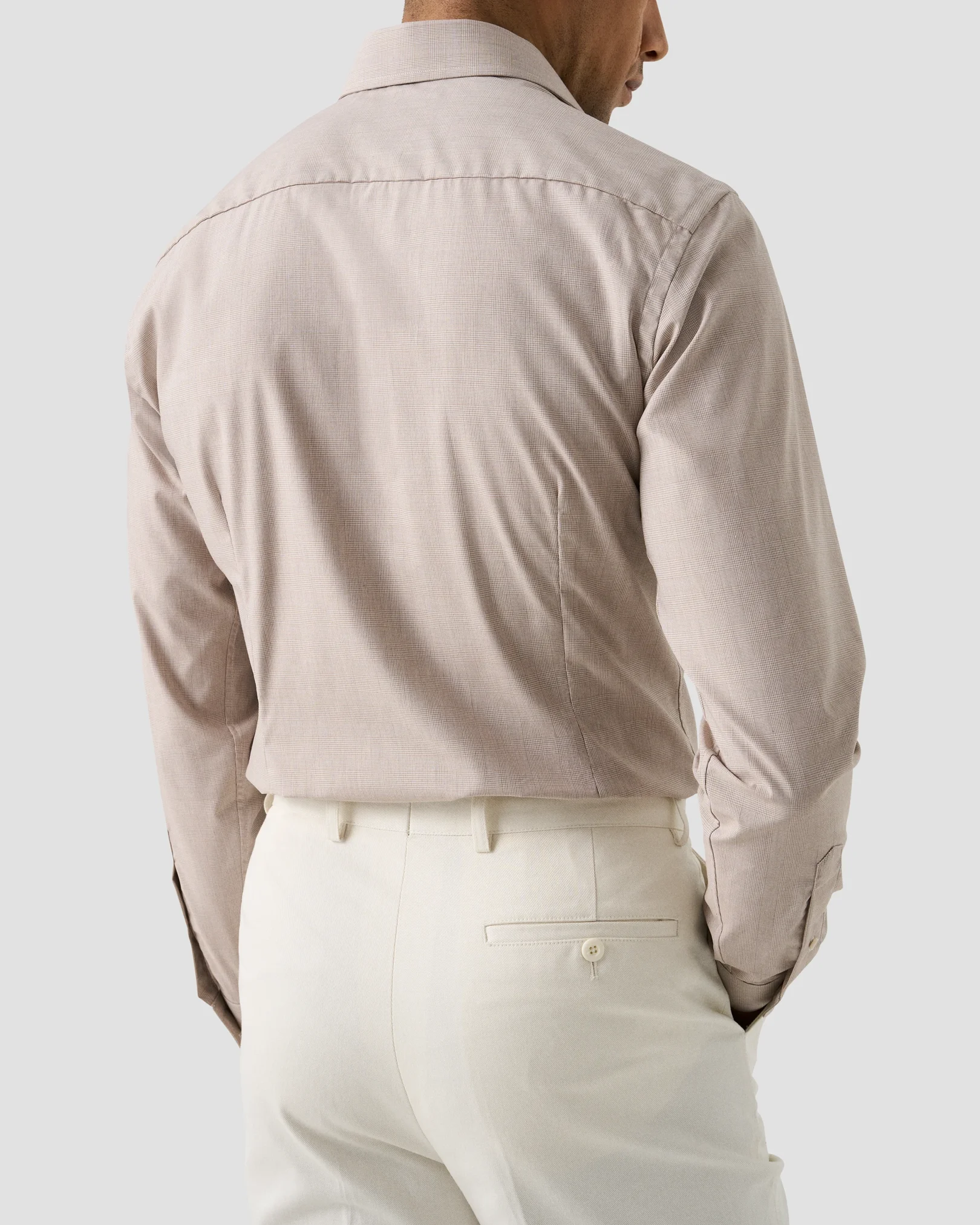 Eton - beige check fine twillshirt