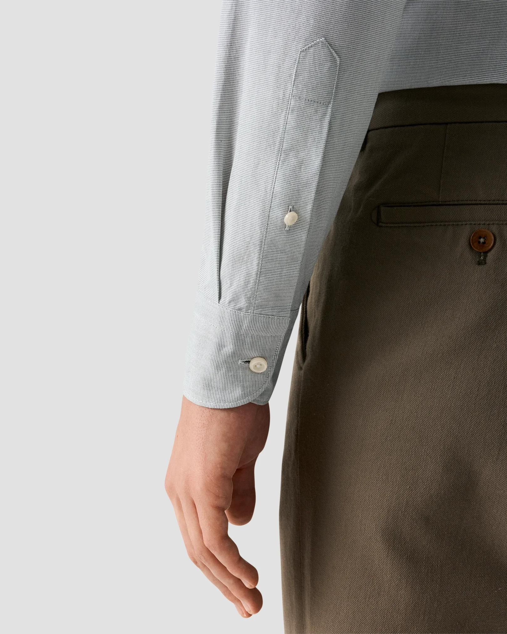 Eton - solid royal oxford shirt brown