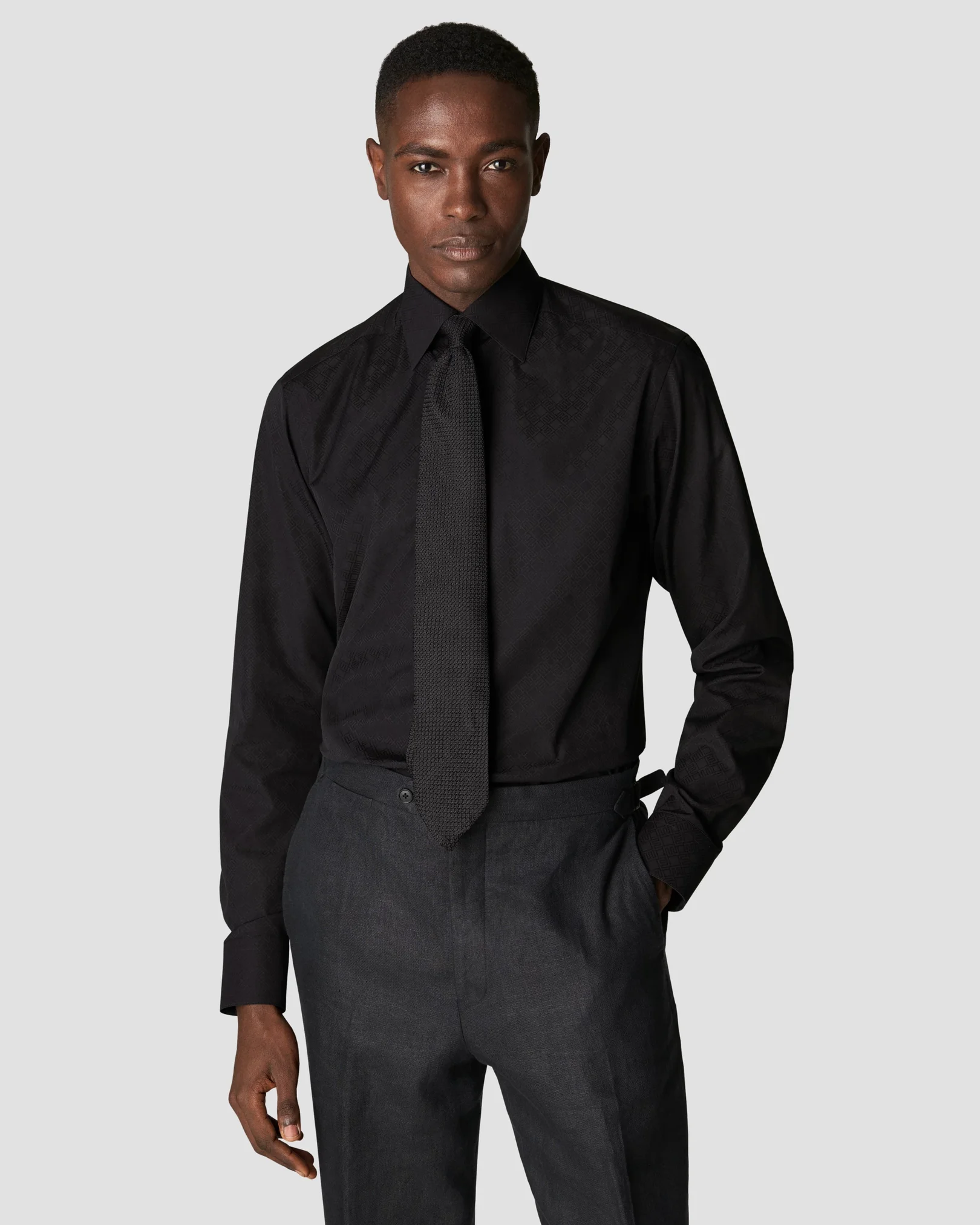 Eton - black jacquard moderate cutaway
