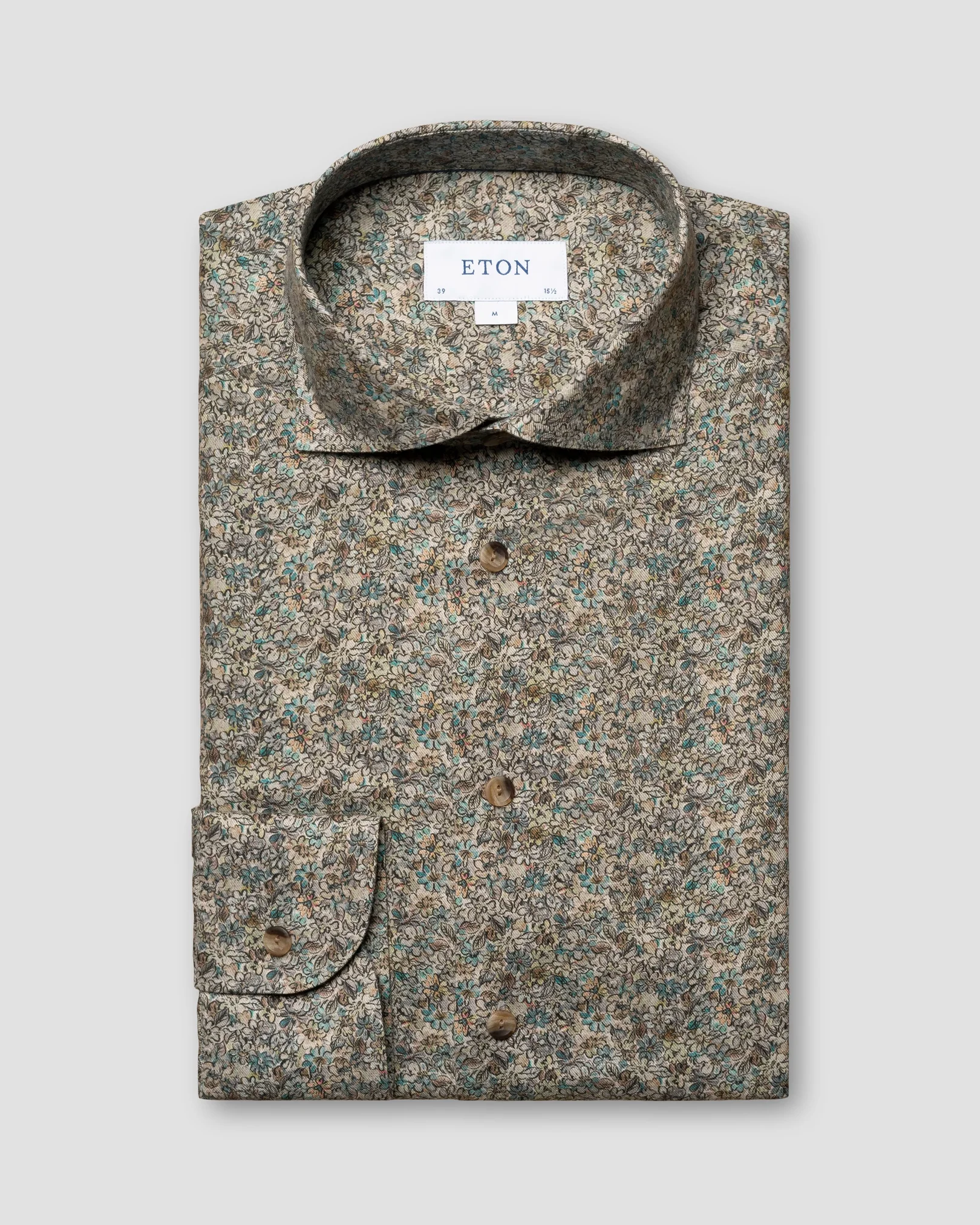 Eton - beige floral signature twill shirt