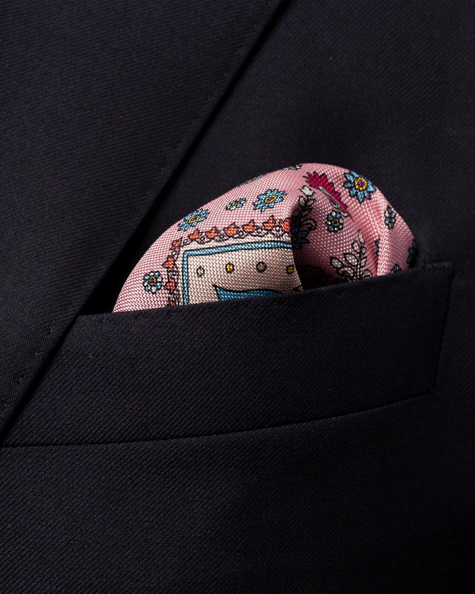 Eton - pink flower print pocket square