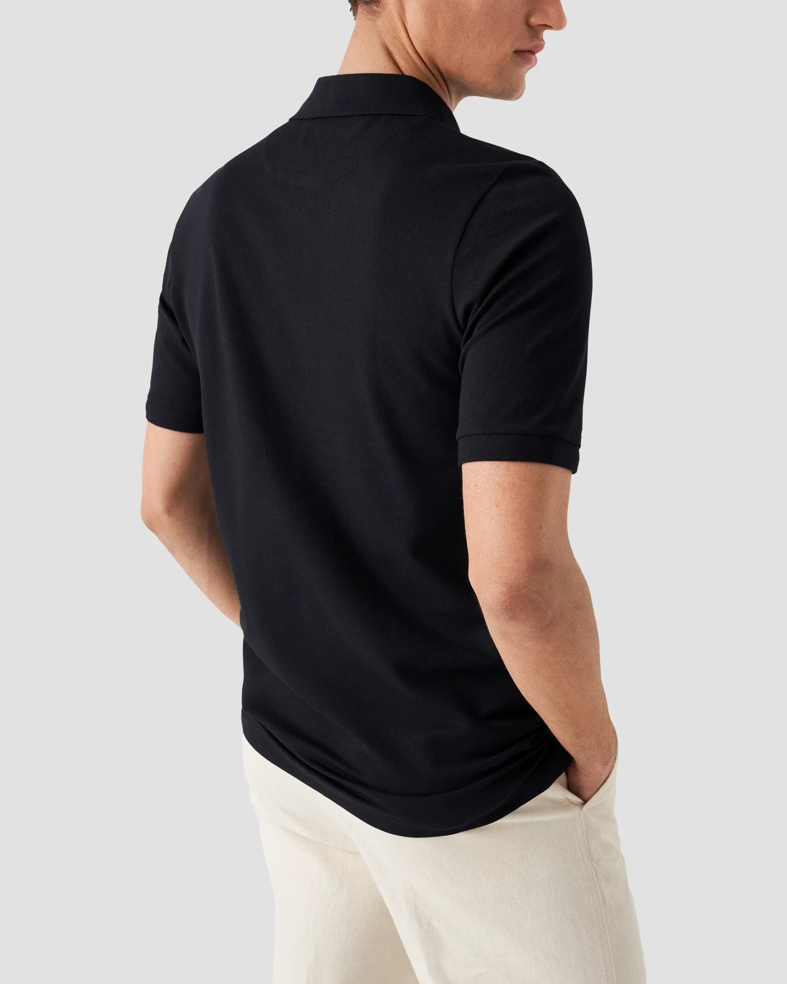 Eton - navy blue knitted collar knitted cuff regular fit