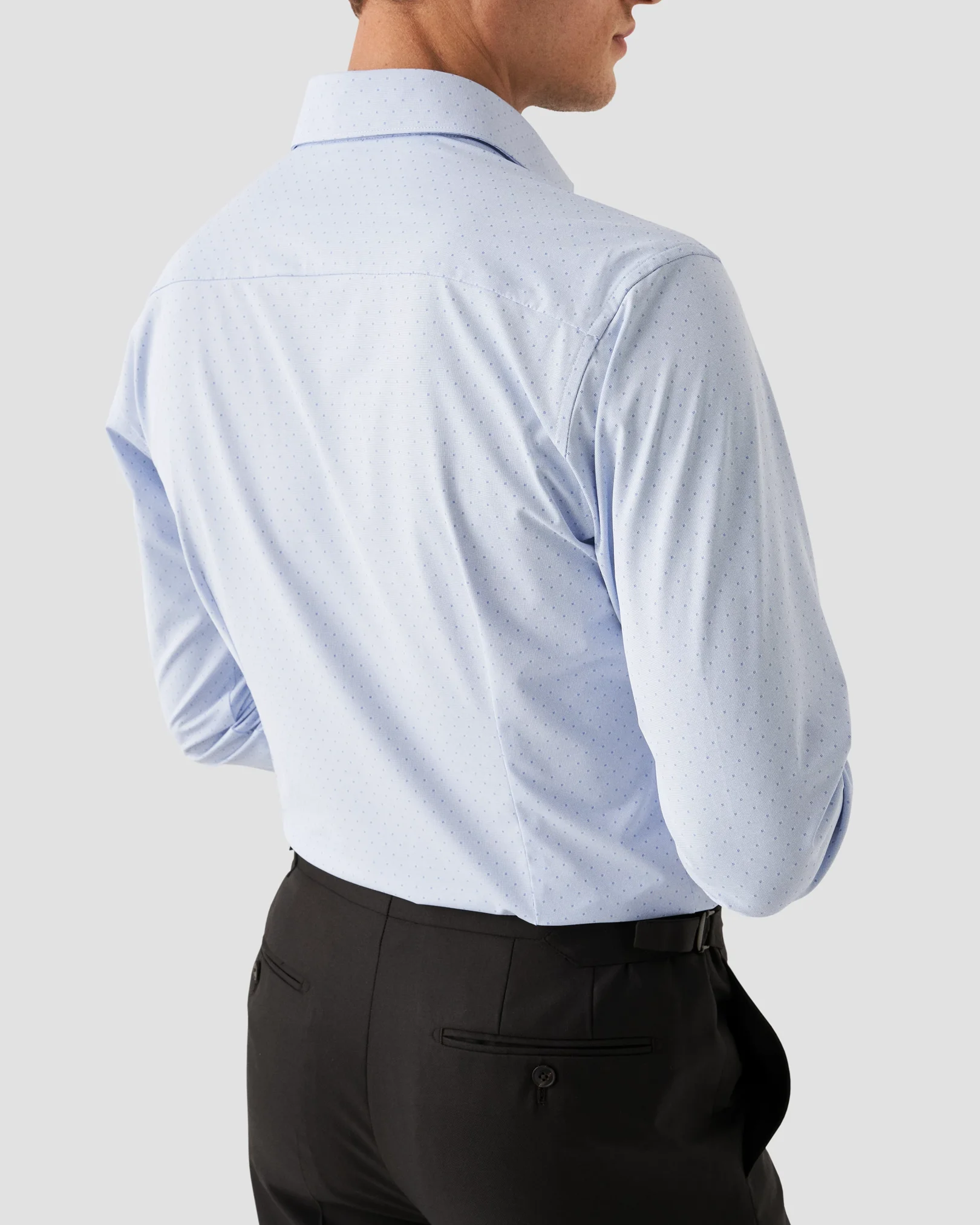 Eton - light blue pin dot four way strech shirt
