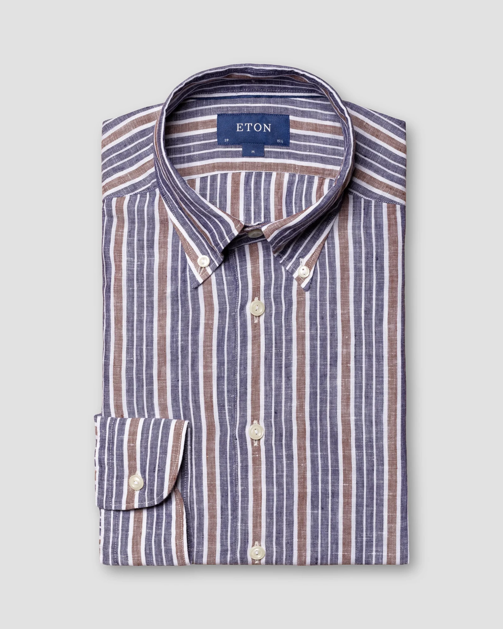 Eton - navy blue linen button down single