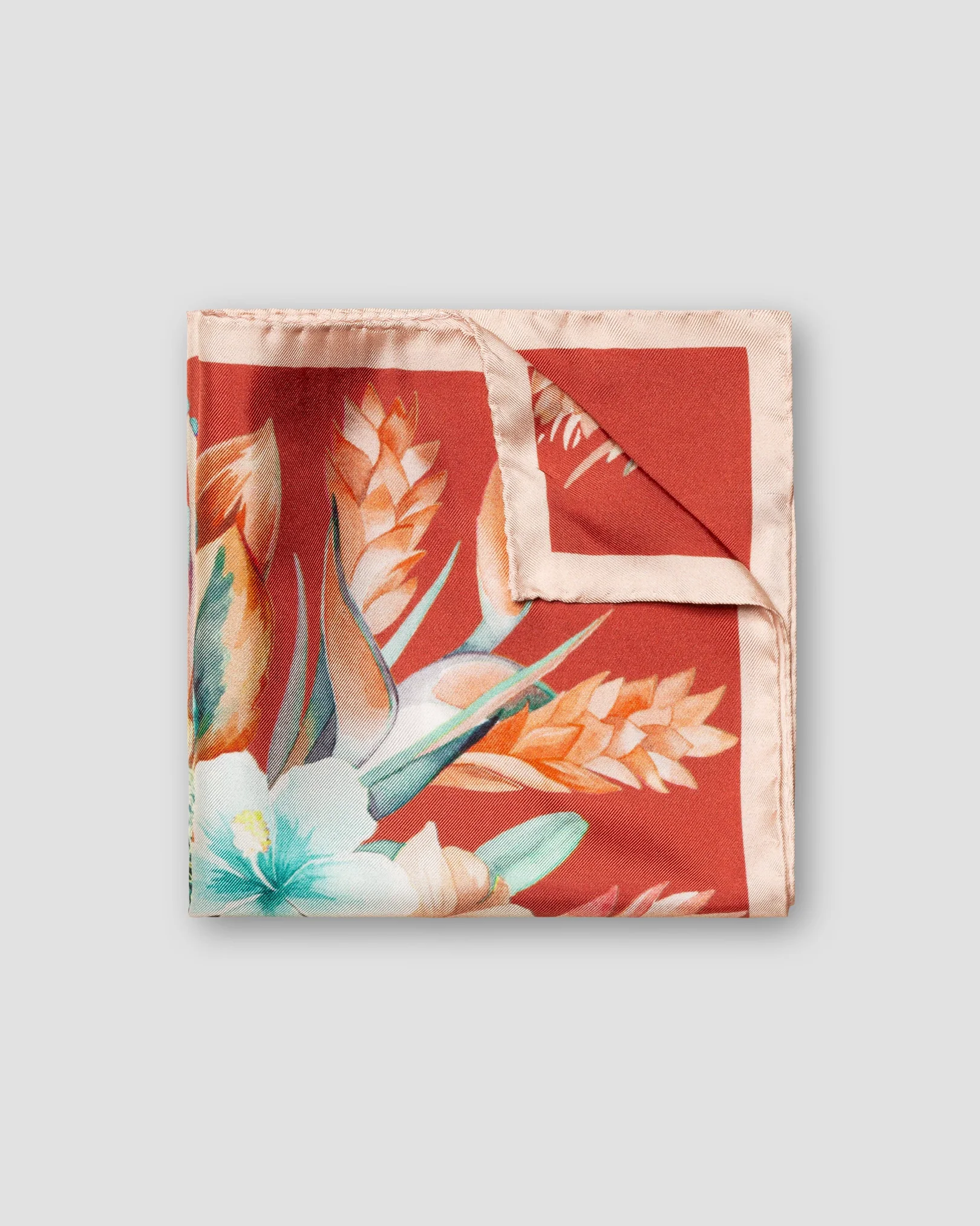 Eton - pink floral print silk pocket square