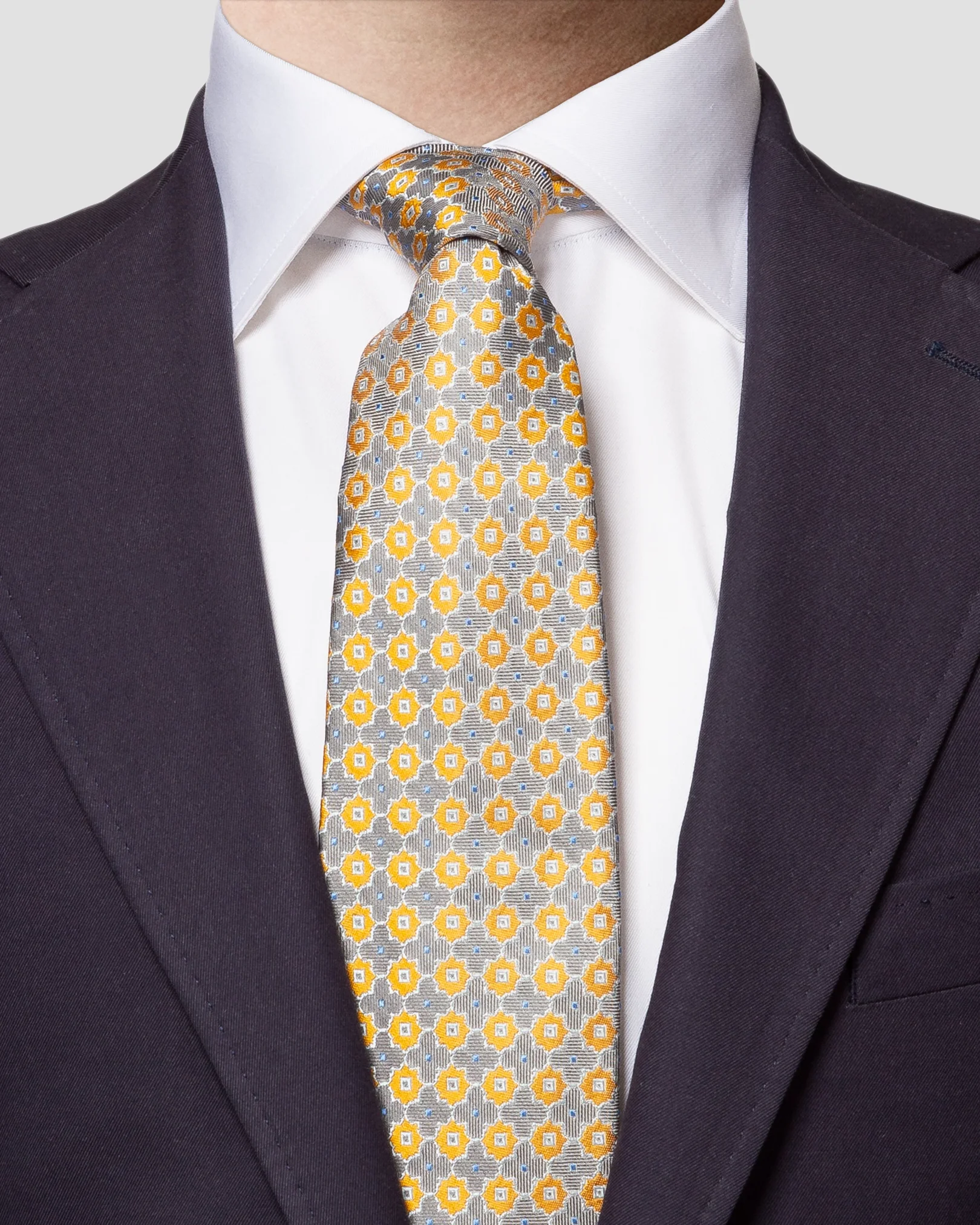 Eton - orange geometric silk tie ss