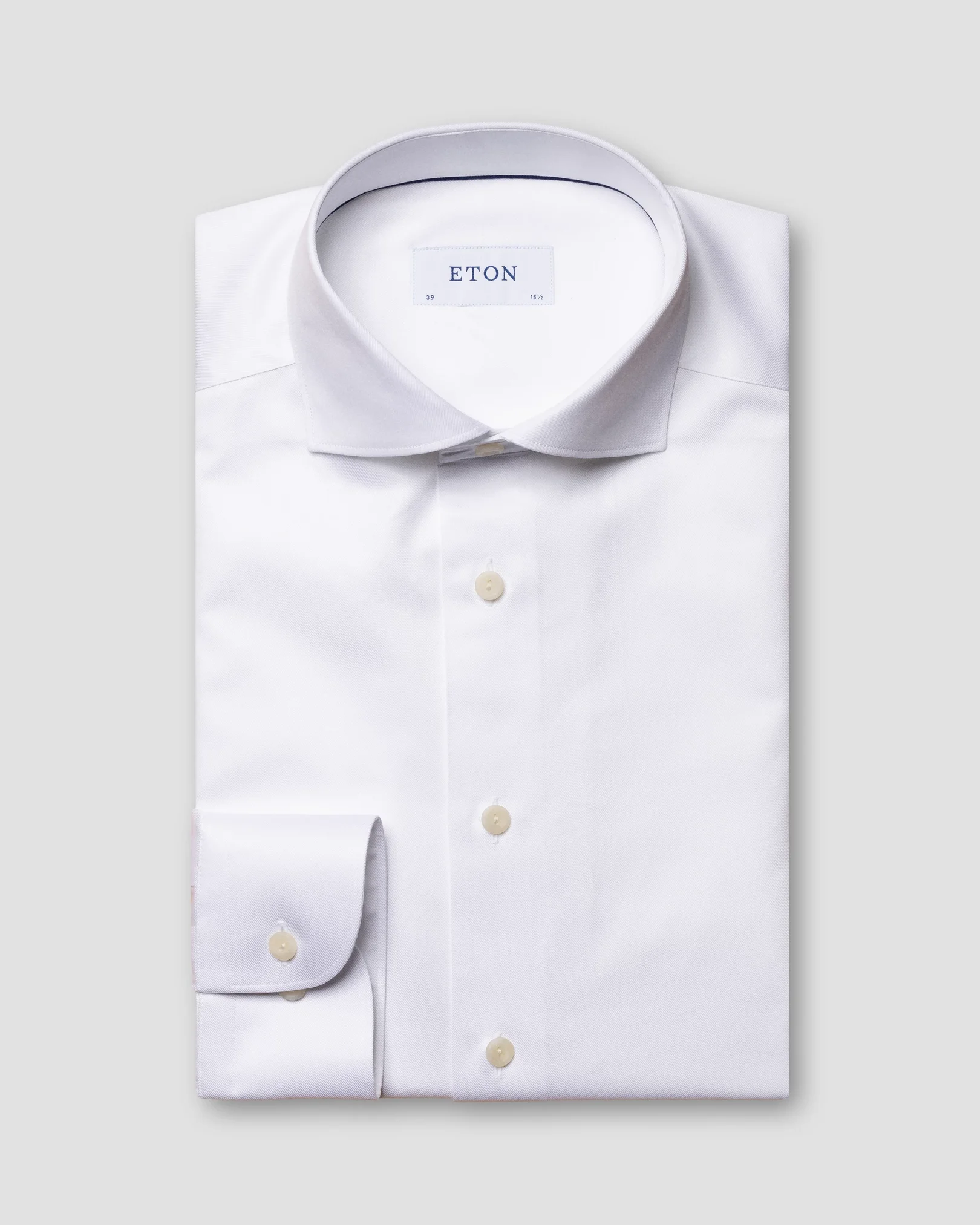 Eton - white signature twill wide spread rounded single one buttonhole slim