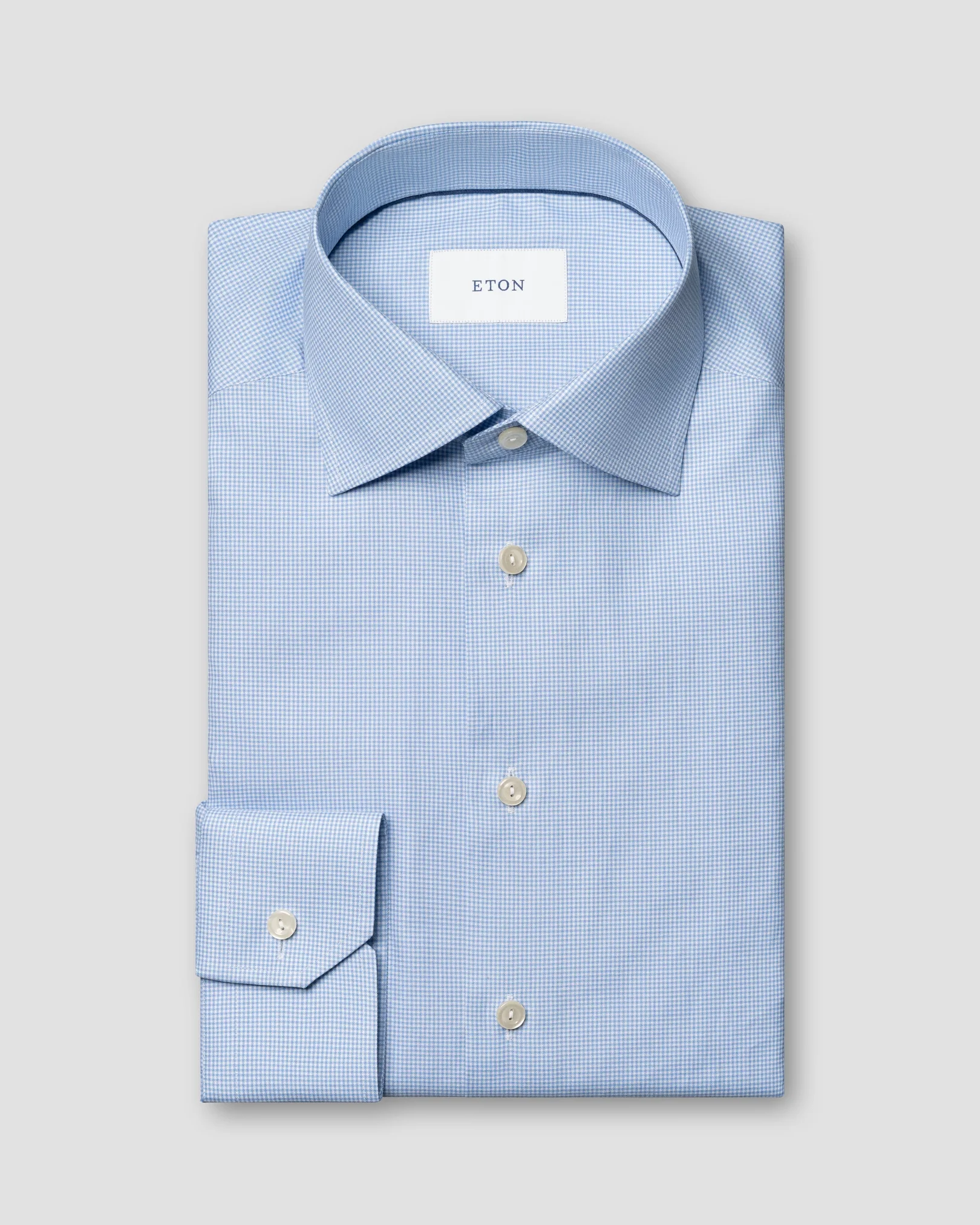 Eton - light blue fine check signature twill shirt