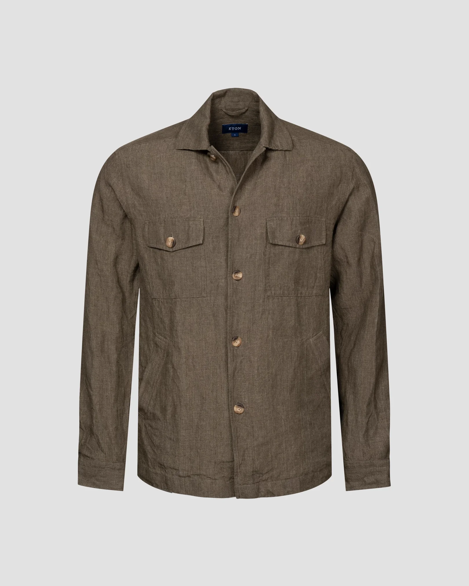 Eton - Dark Green Linen Twill Overshirt
