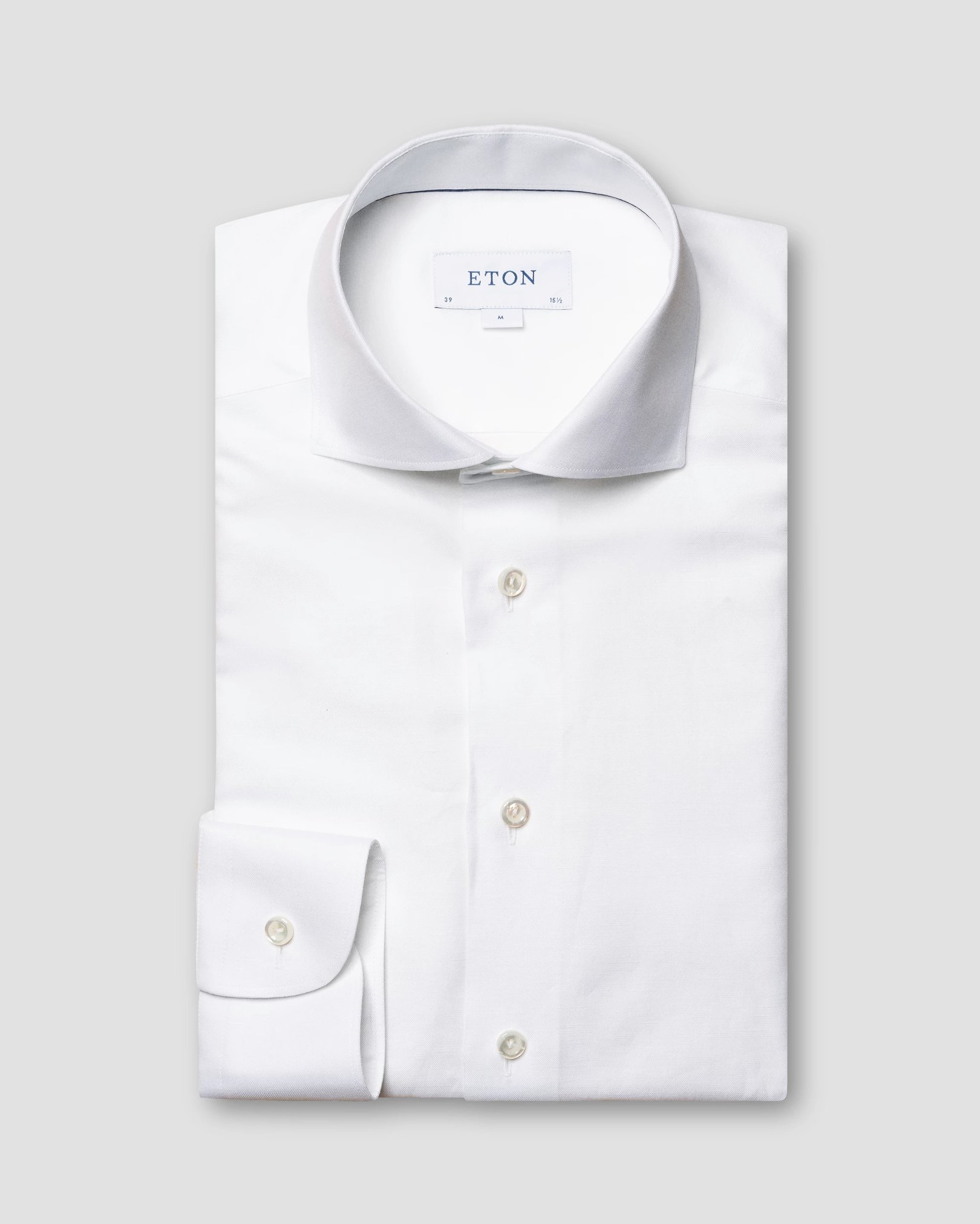 Eton - white textured twill cotton silk blend