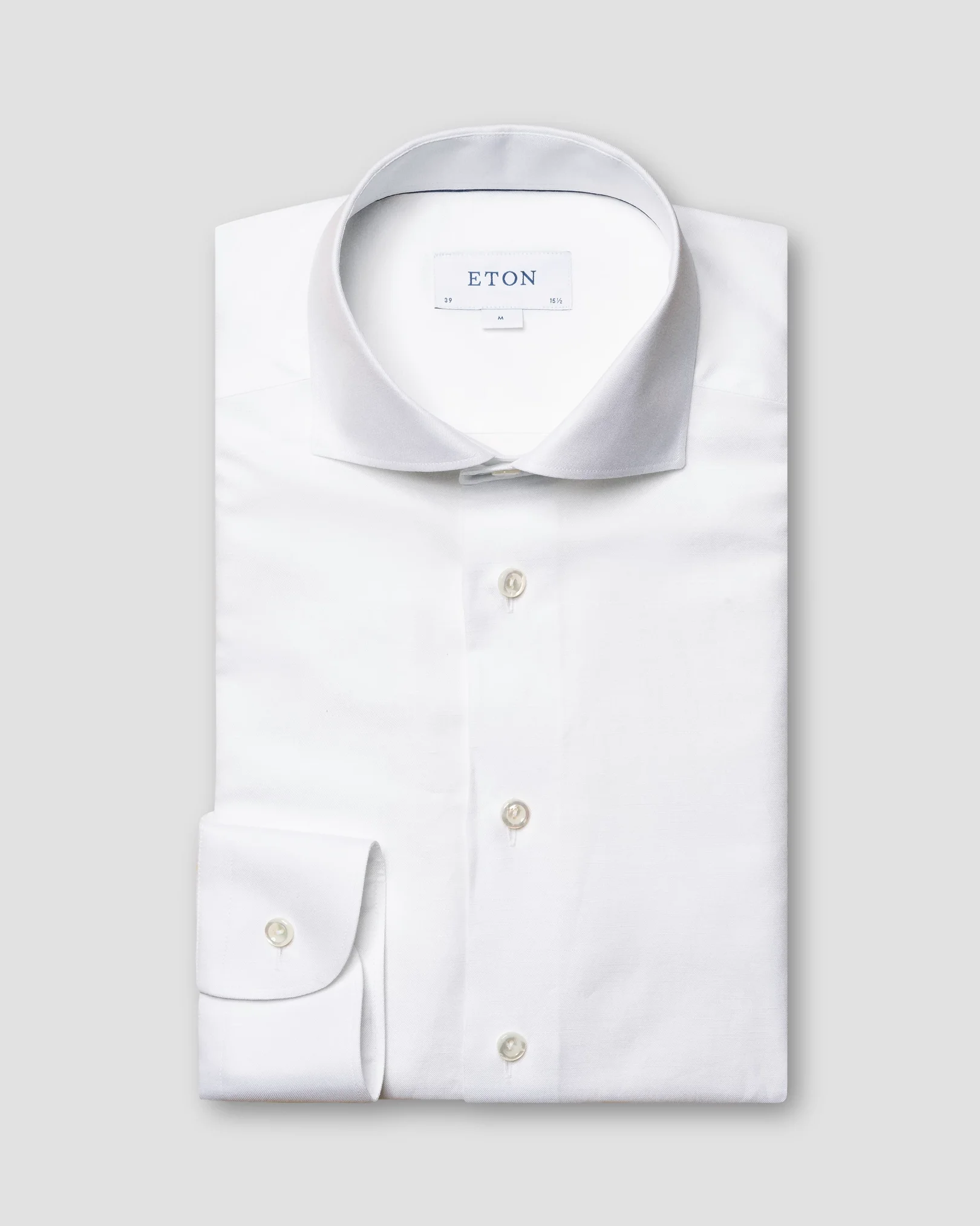 Eton - white textured twill cotton silk blend