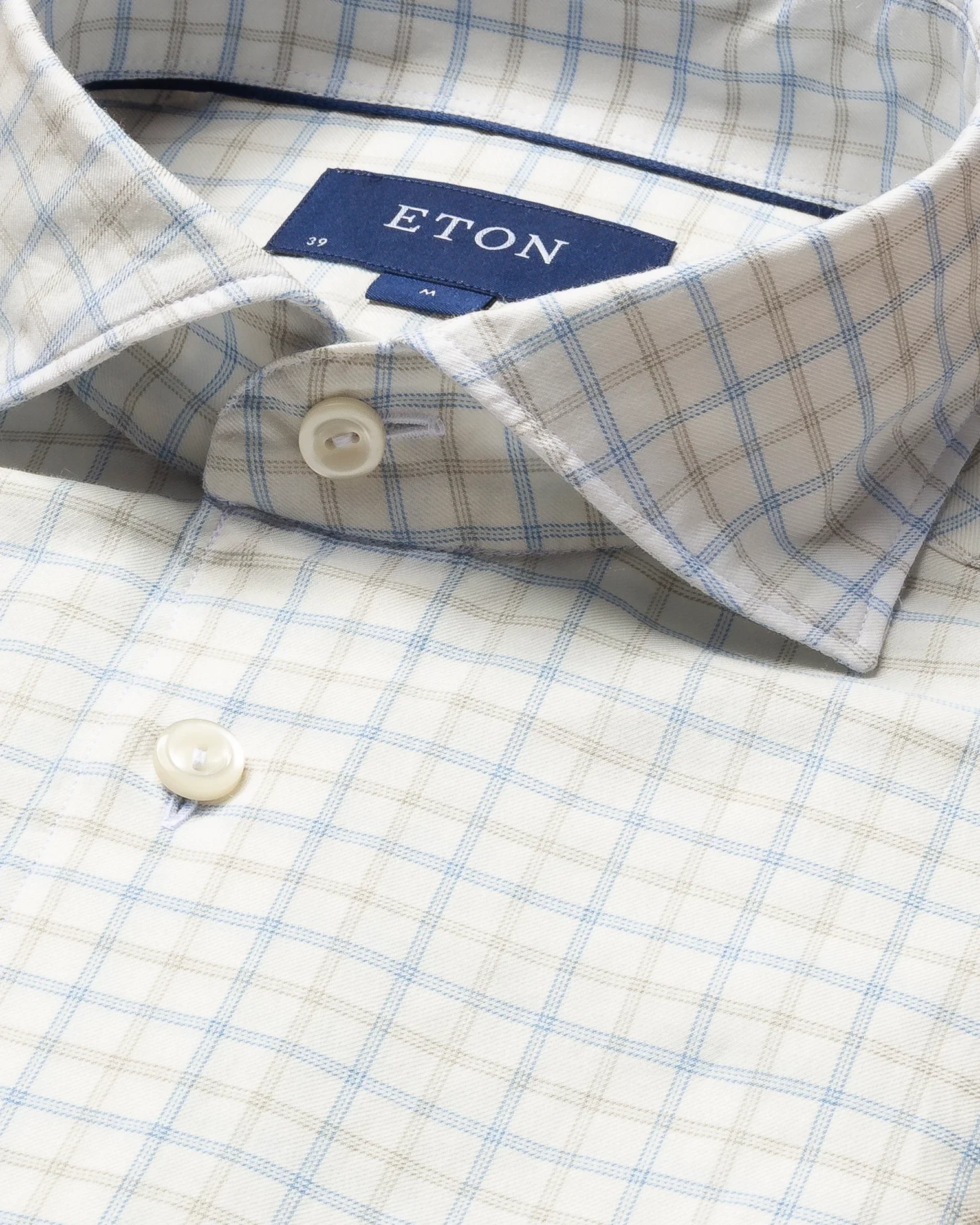 Eton - light blue checks cotton and silk shirt