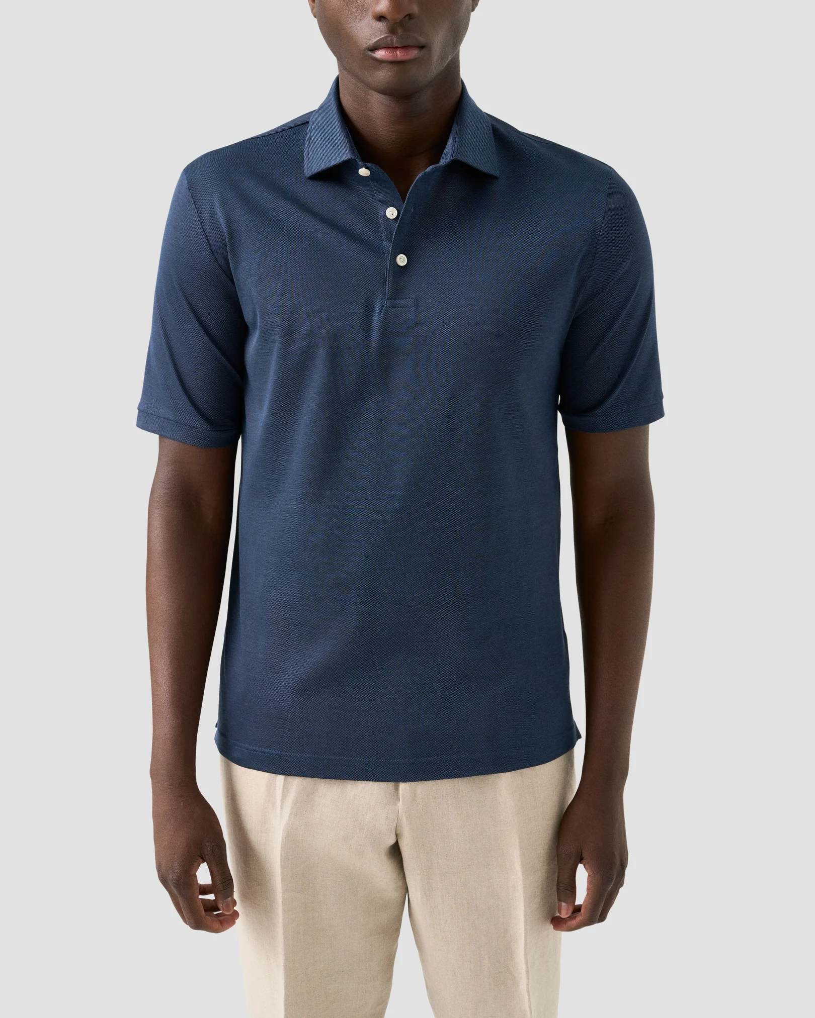 Eton - filo di scozia oxford polo shirt navy blue filo di scozia oxford polo shirt