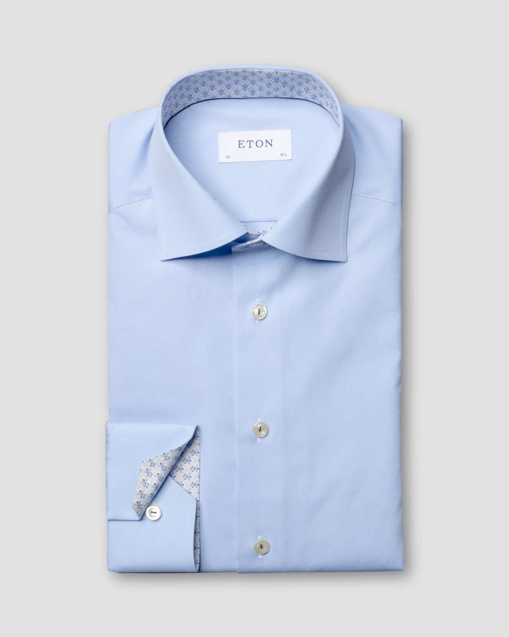 Eton - light blue poplin shirt micro print details