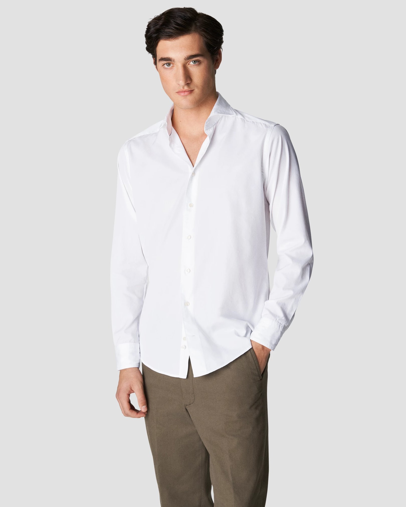 Eton - white twill cotton tencel blend
