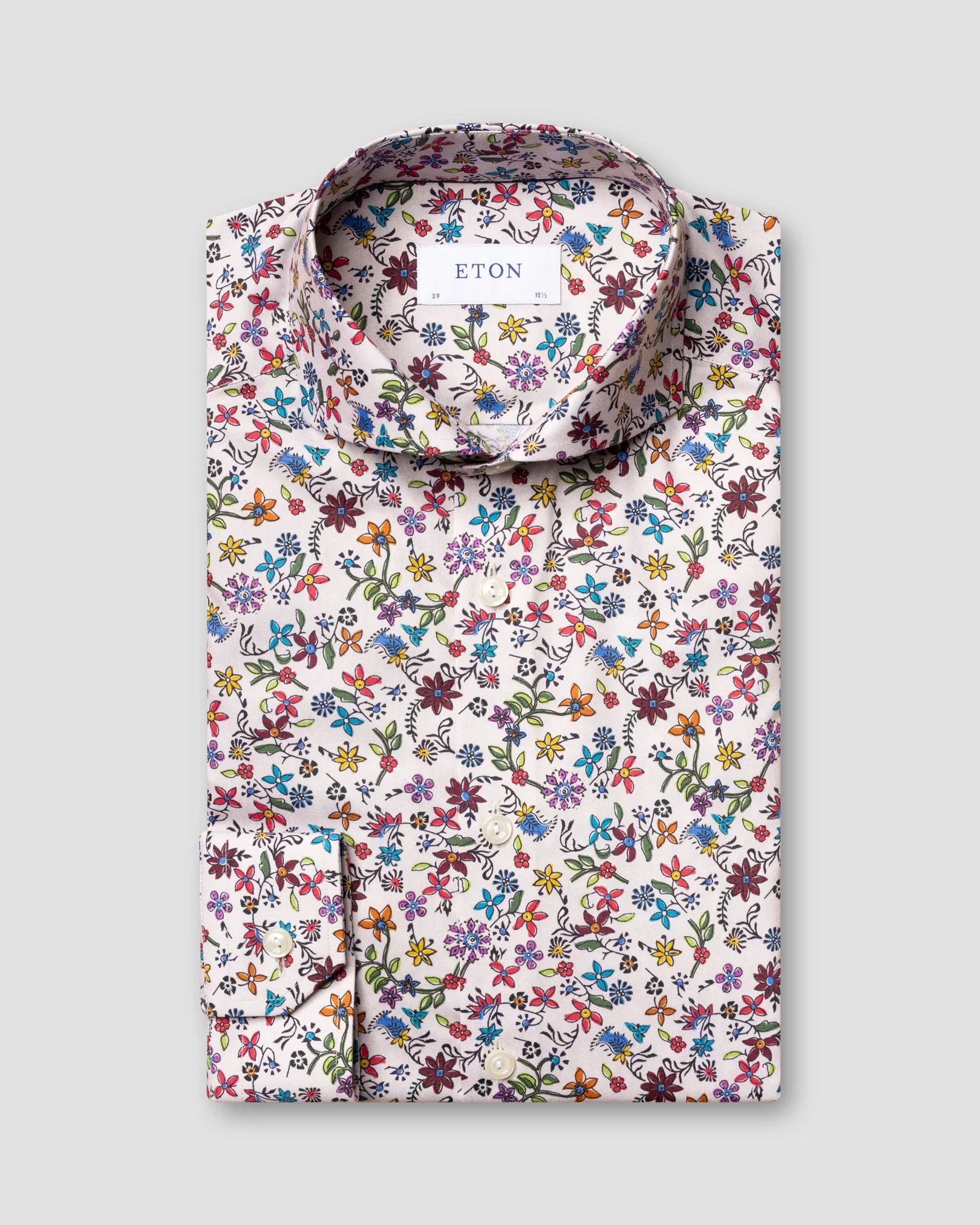 Eton - beige valley of flowers shirt extreme cut away