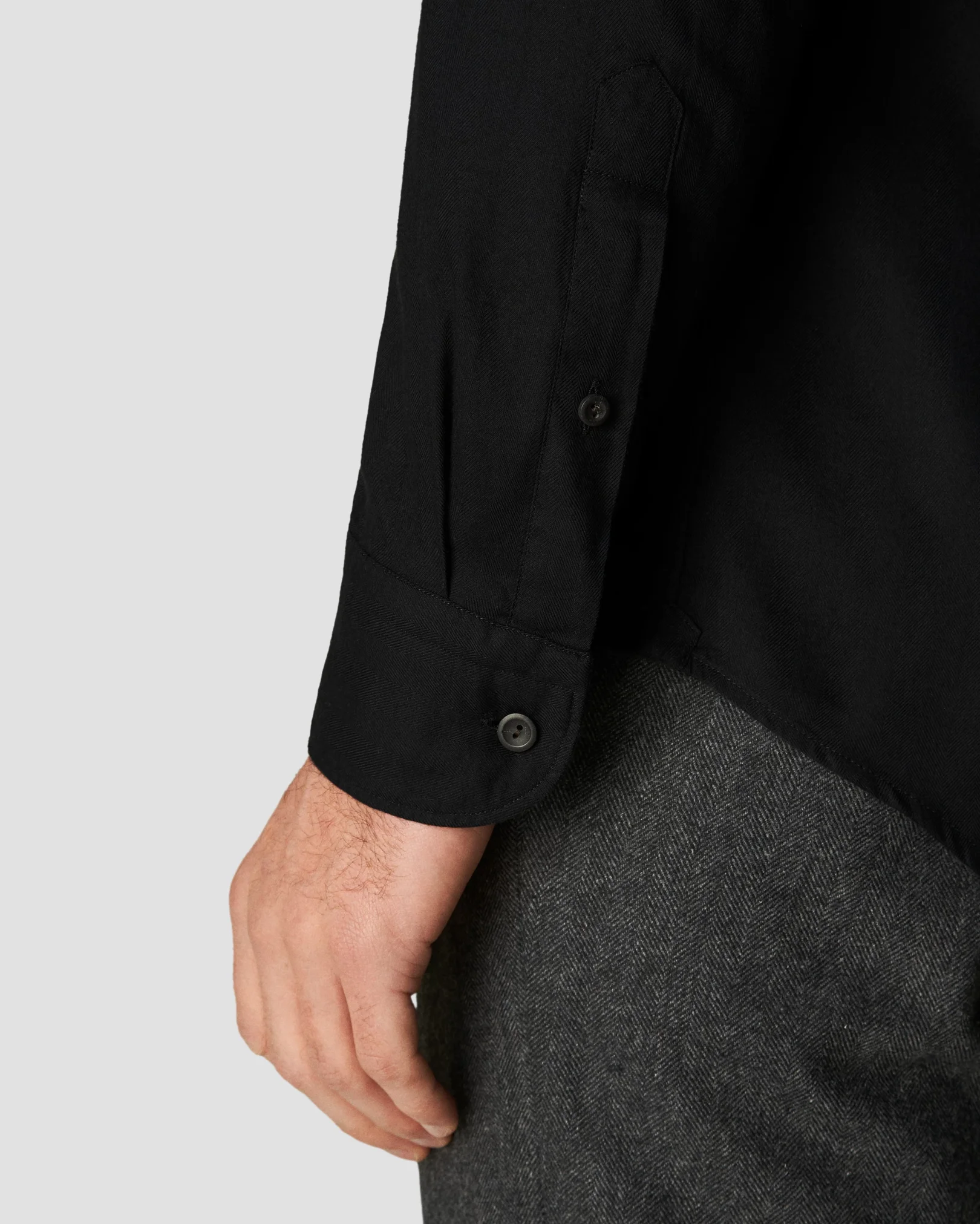 Eton - black lightweight flannel