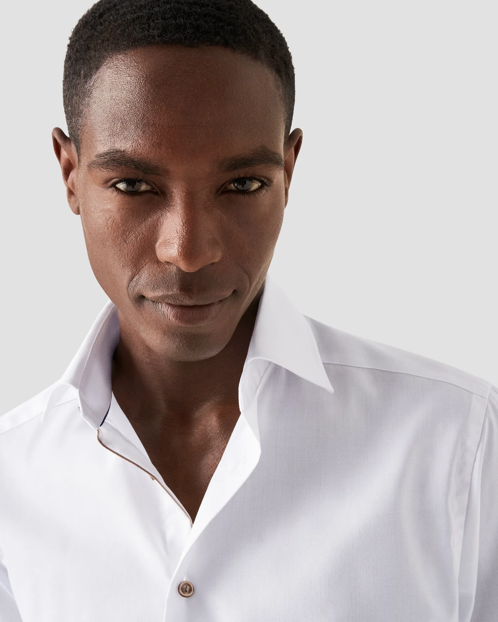 Eton - white signature twill floral contrast