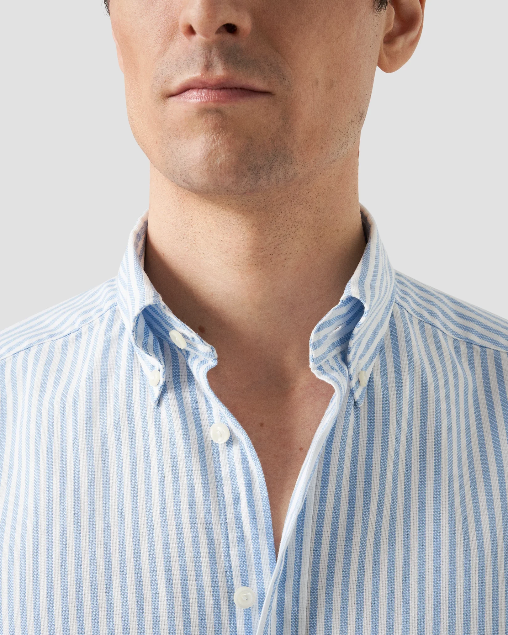 Eton - Light Blue Striped Royal Oxford Shirt