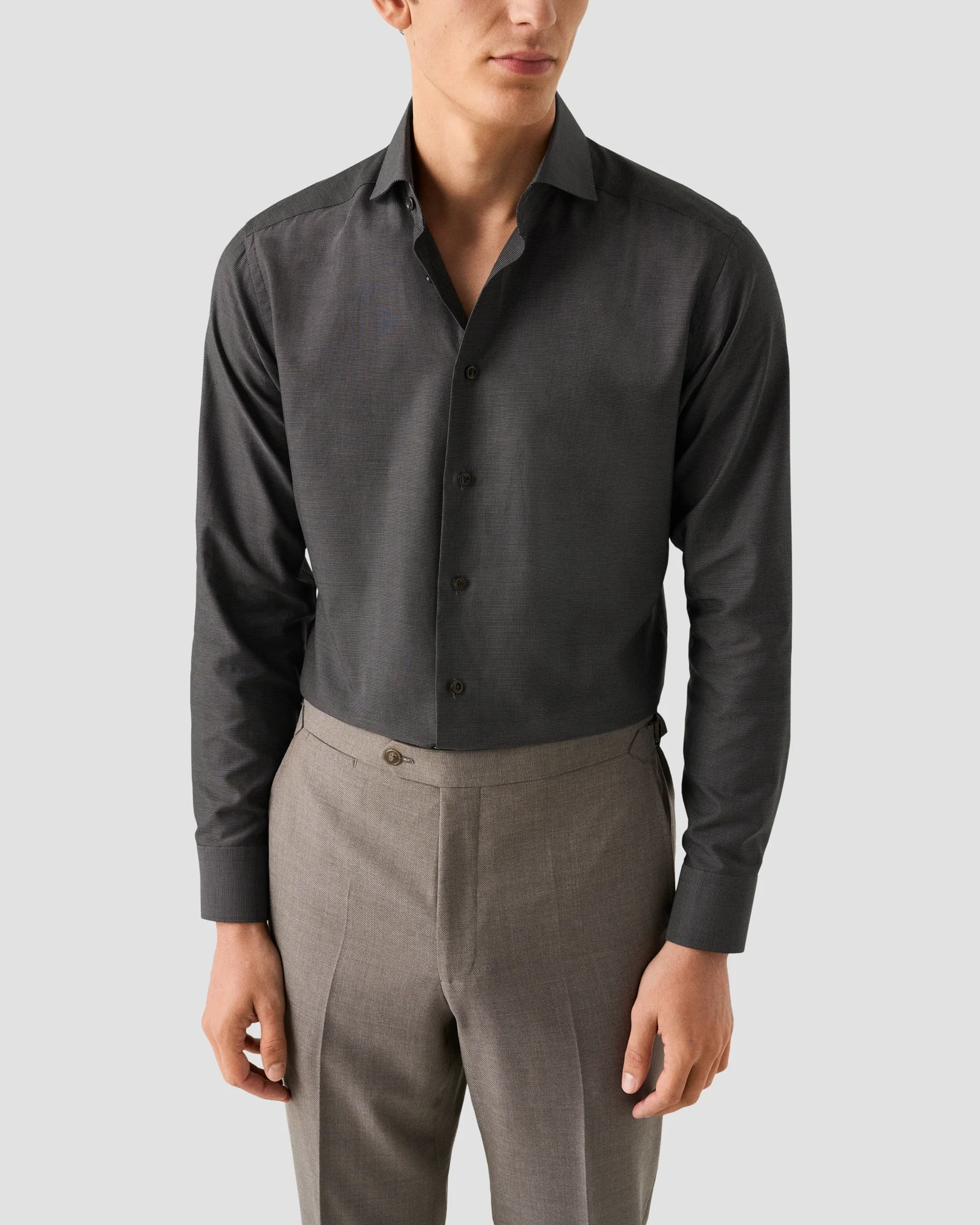 Eton - beige semi solid signature dobby shirt