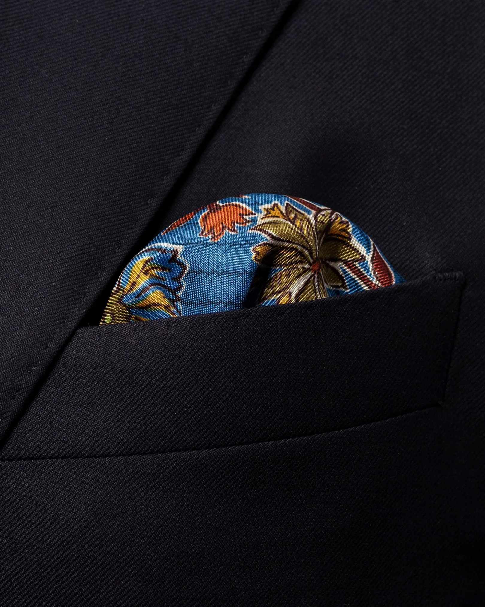 Eton - navy floral silk pocket square