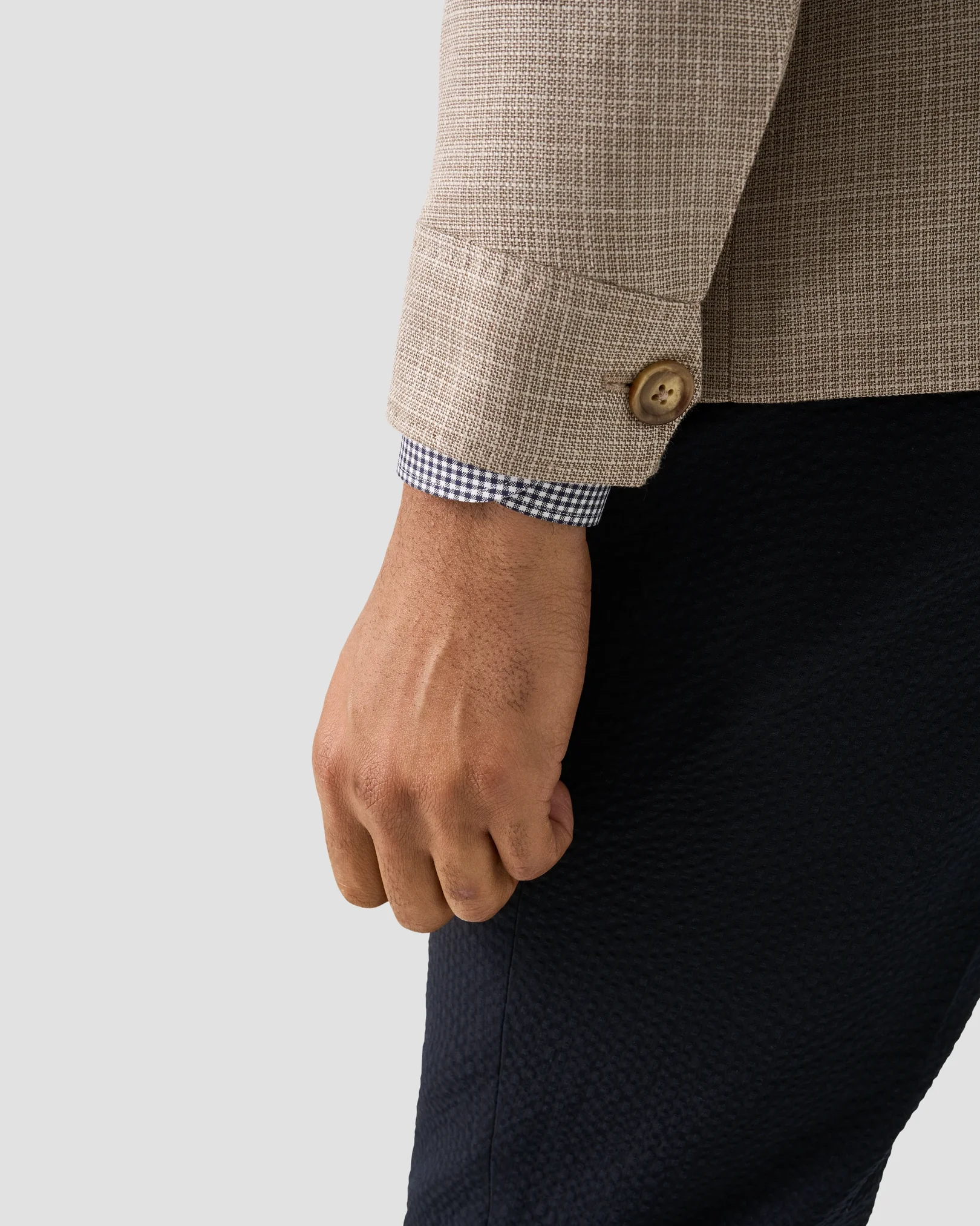 Eton - beige sartorial wool silk and linen overshirt
