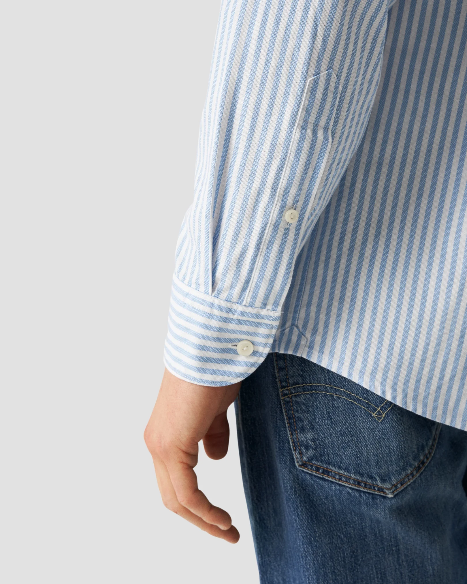 Eton - Light Blue Striped Royal Oxford Shirt