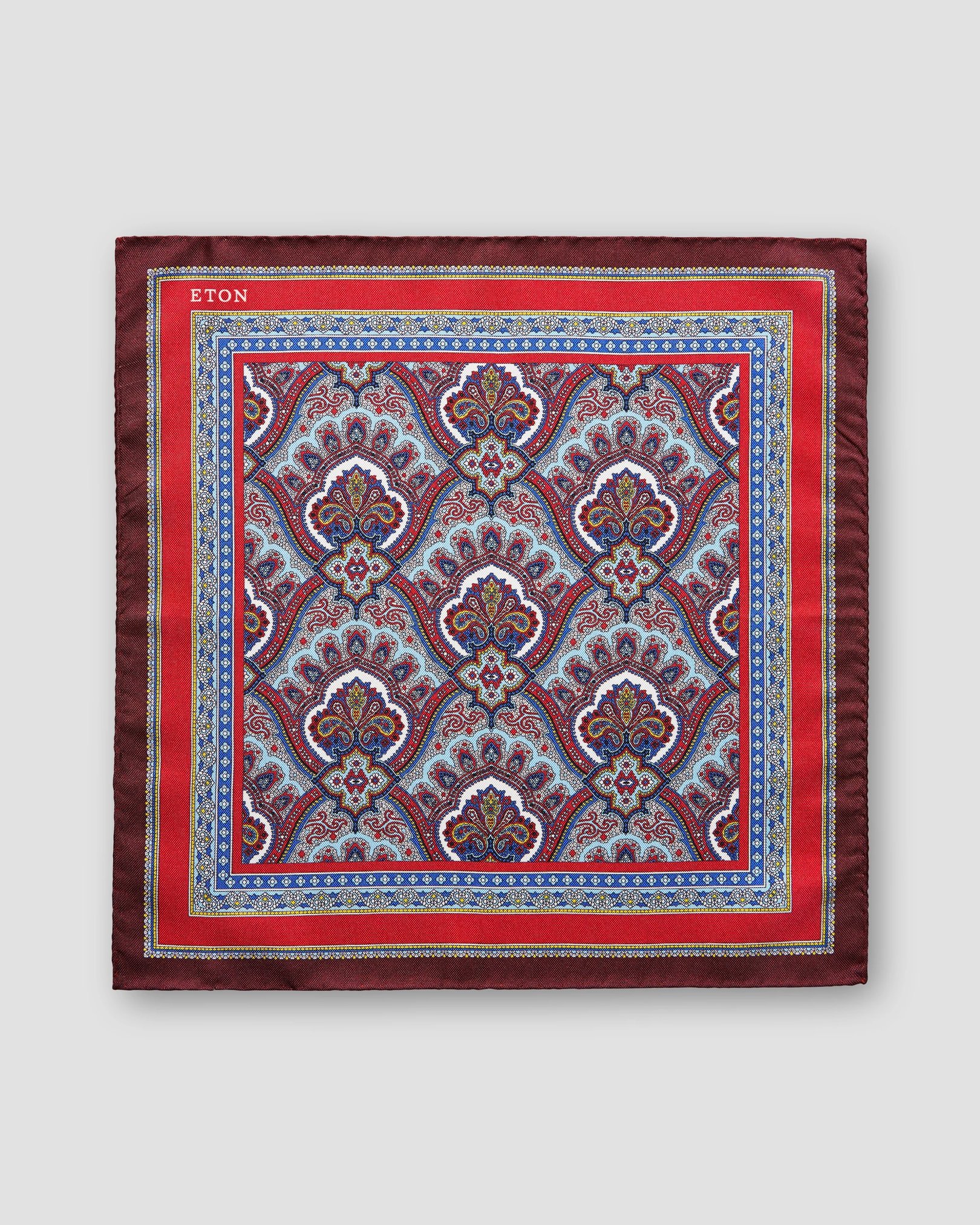 Eton - red paisley print pocket square