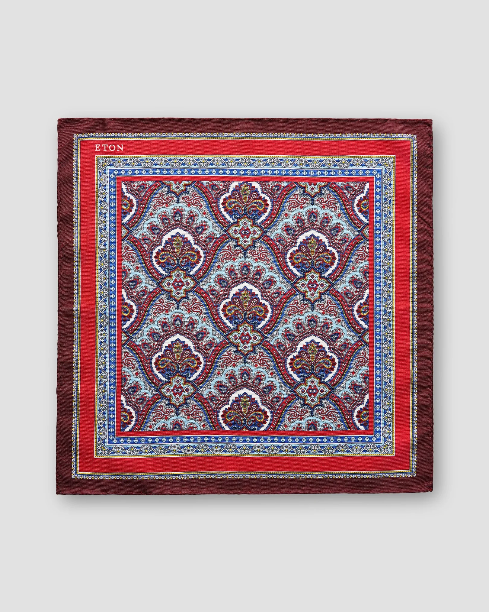 Eton - red paisley print pocket square