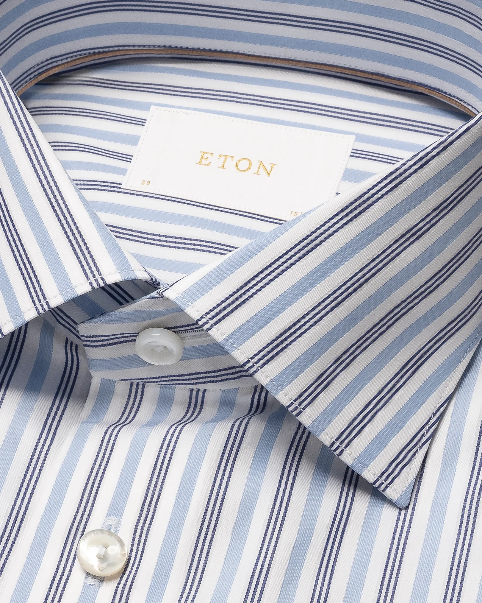 Eton - light blue multi striped elevated pique shirt