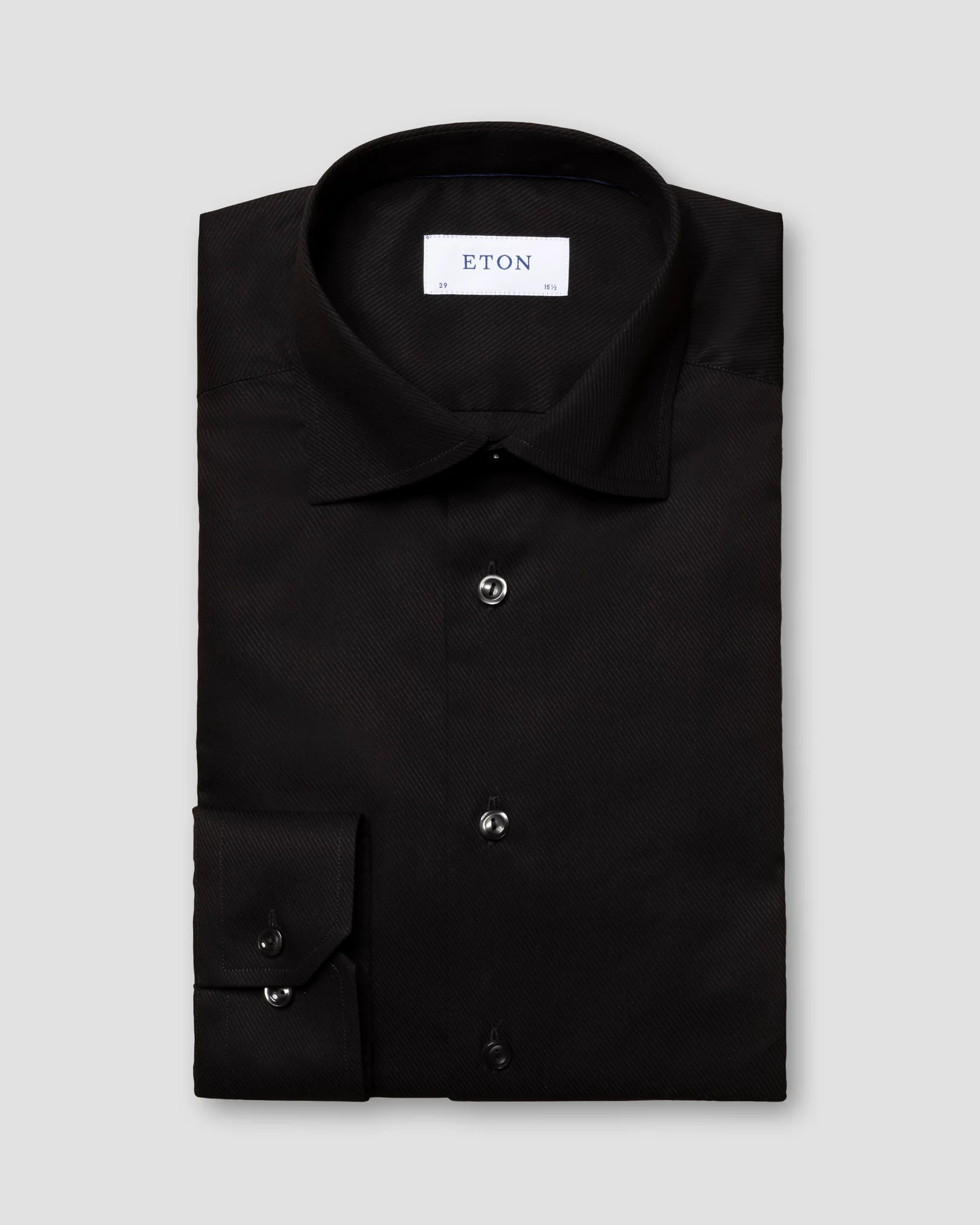 Eton - black diagonal twill shirt