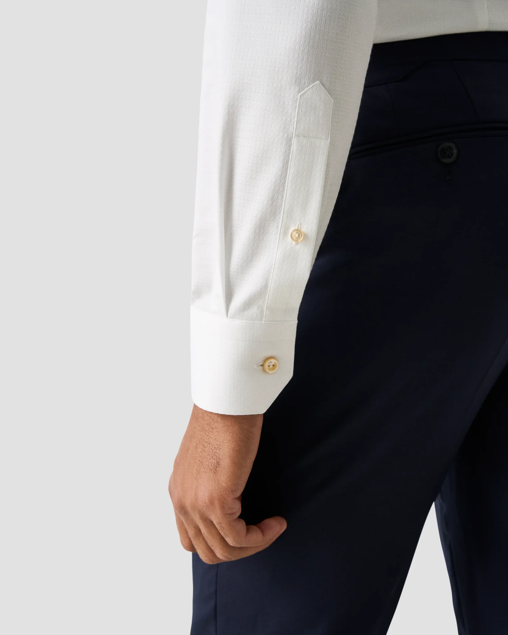 Eton - white semi solid elevated pique shirt