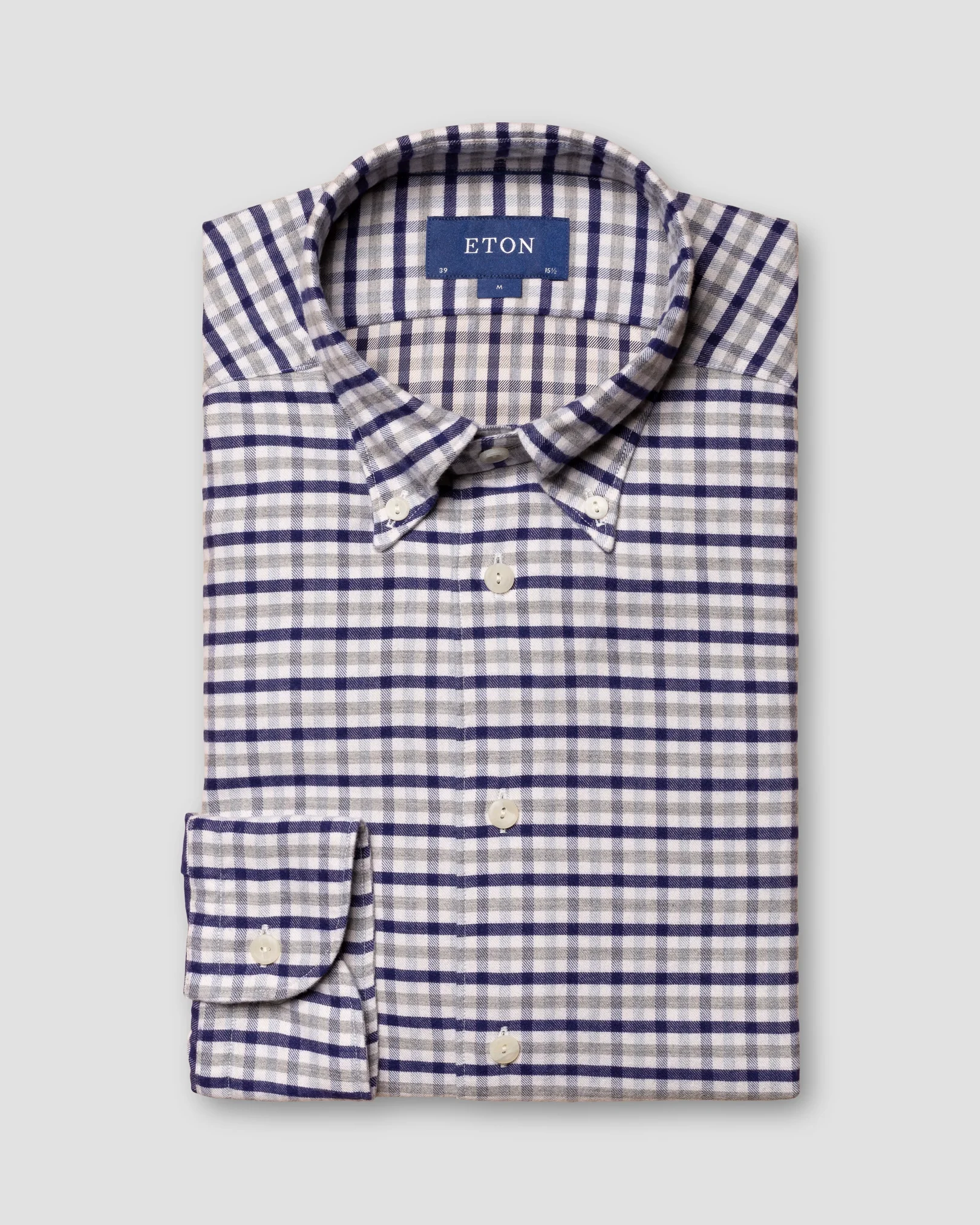 Eton - Navy Plaid Flannel Shirt