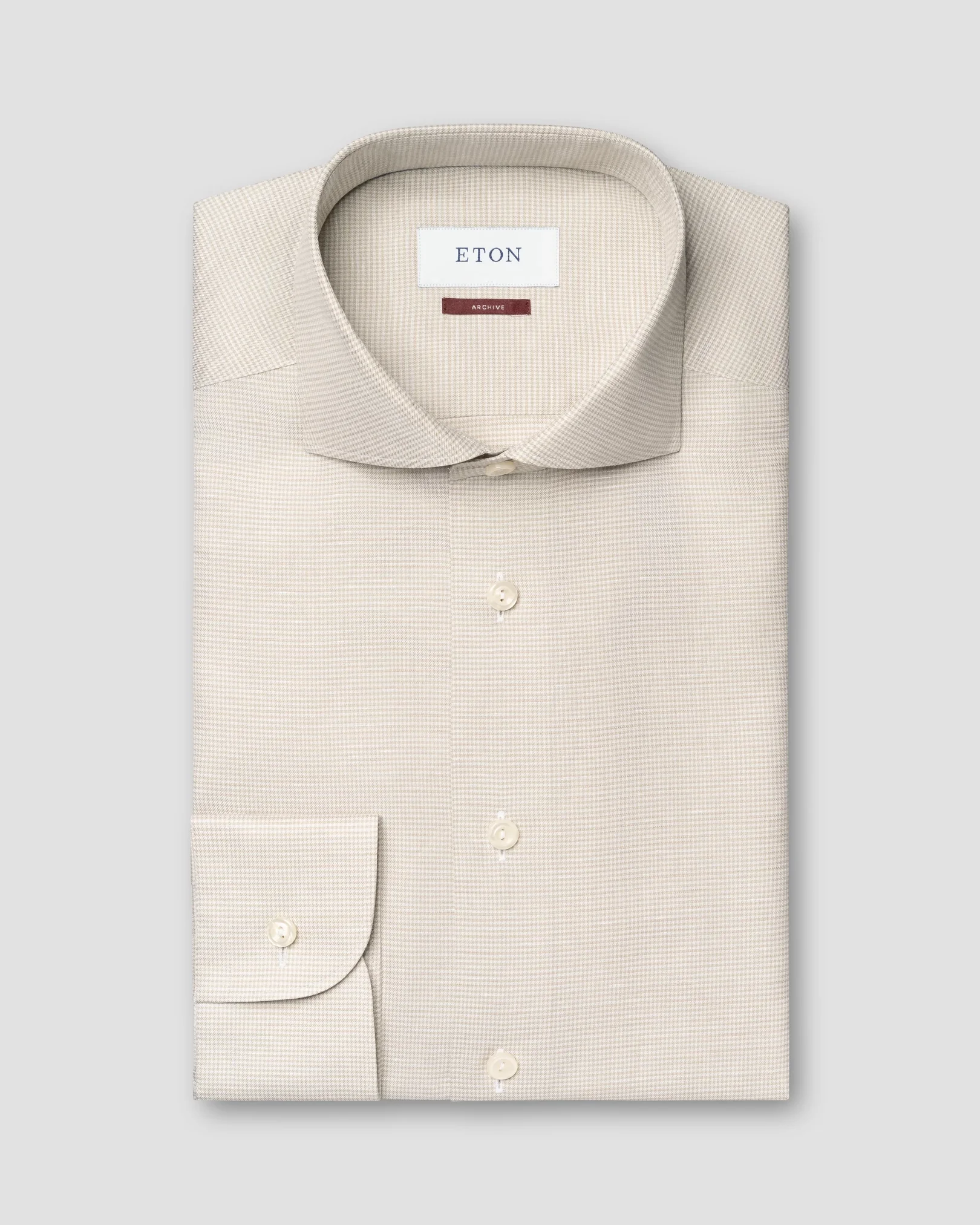 Eton - houndstooth cotton linen shirt wide spread