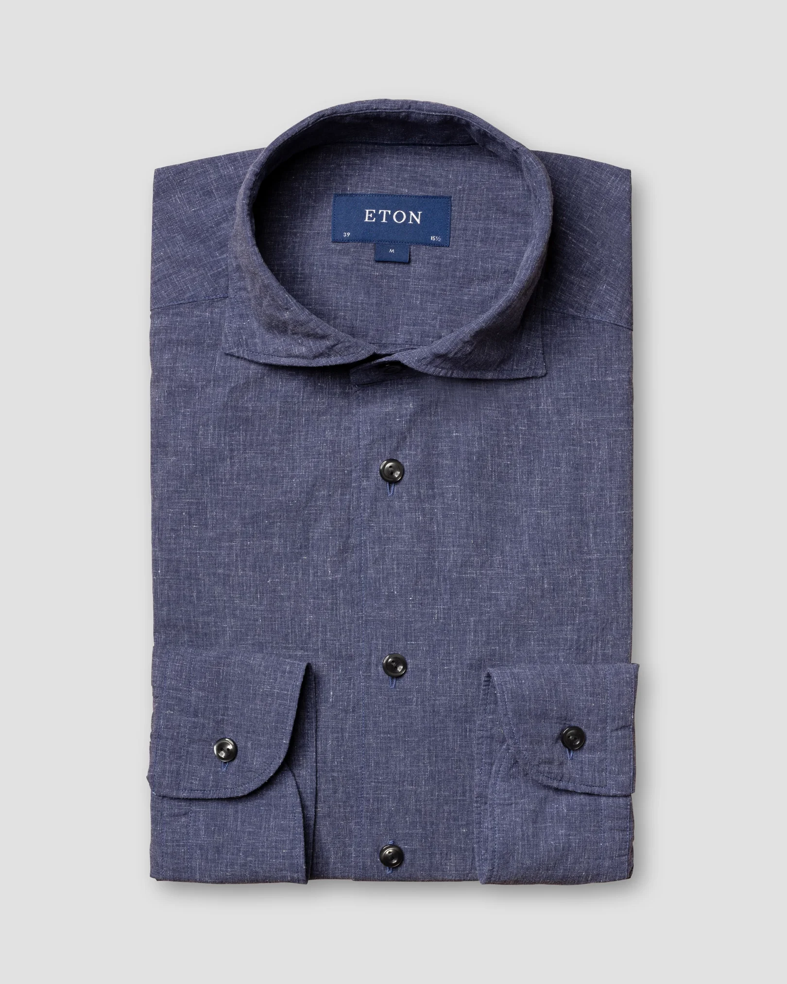 Eton - blue cotton linen shirt soft