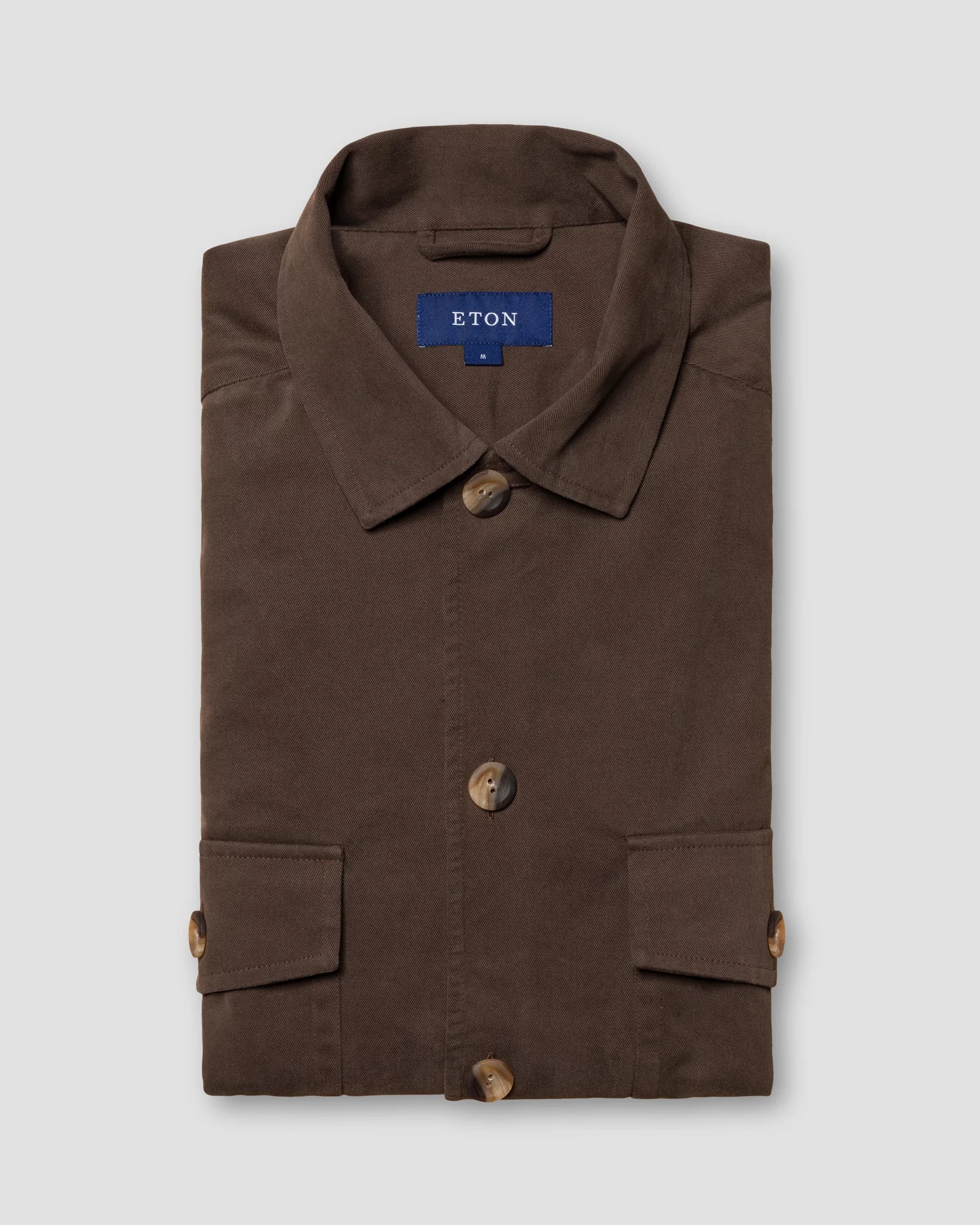 Eton - brown twill brushed overshirt