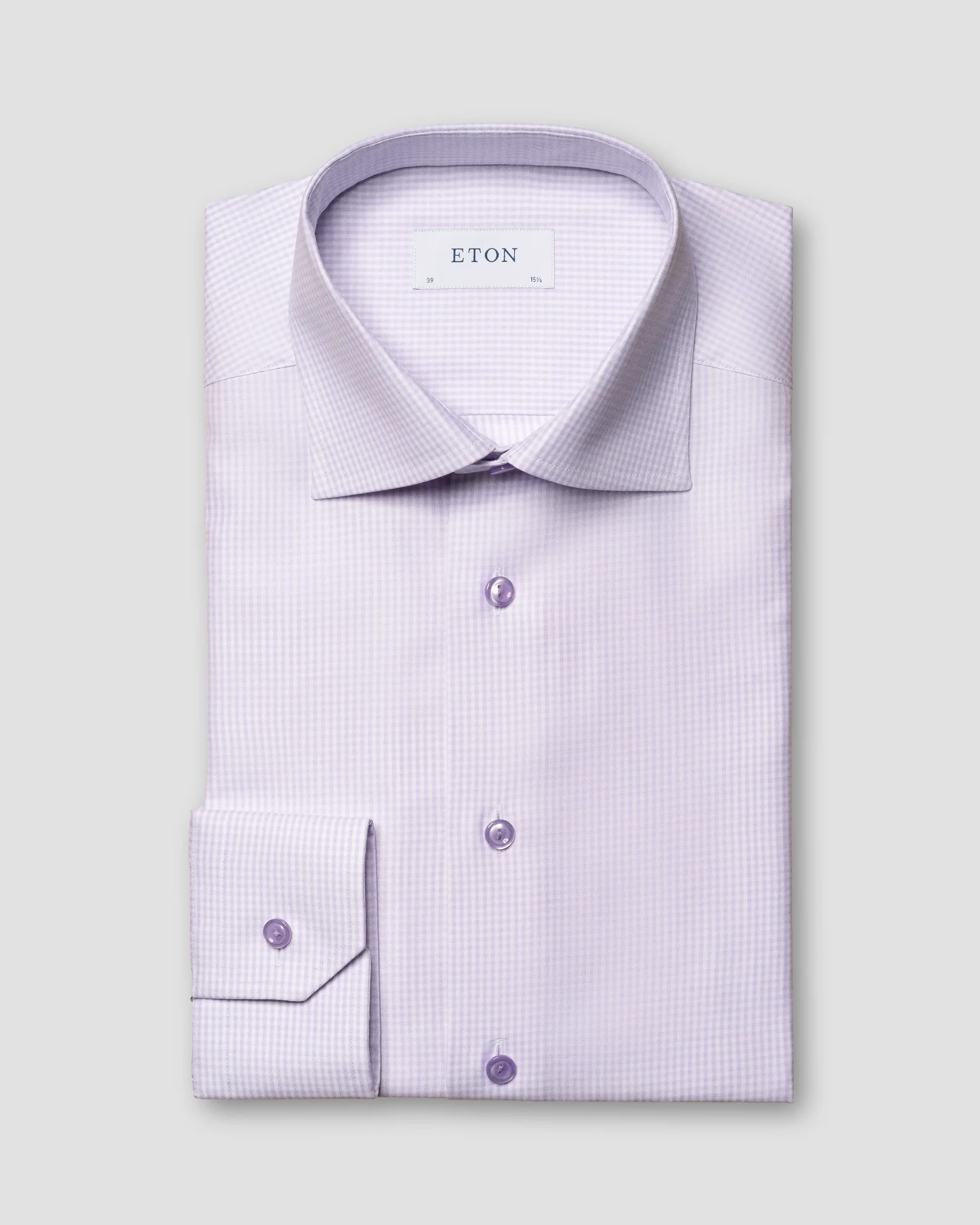 Eton - Light Purple Checked Cotton & TENCEL™ Lyocell Stretch Shirt