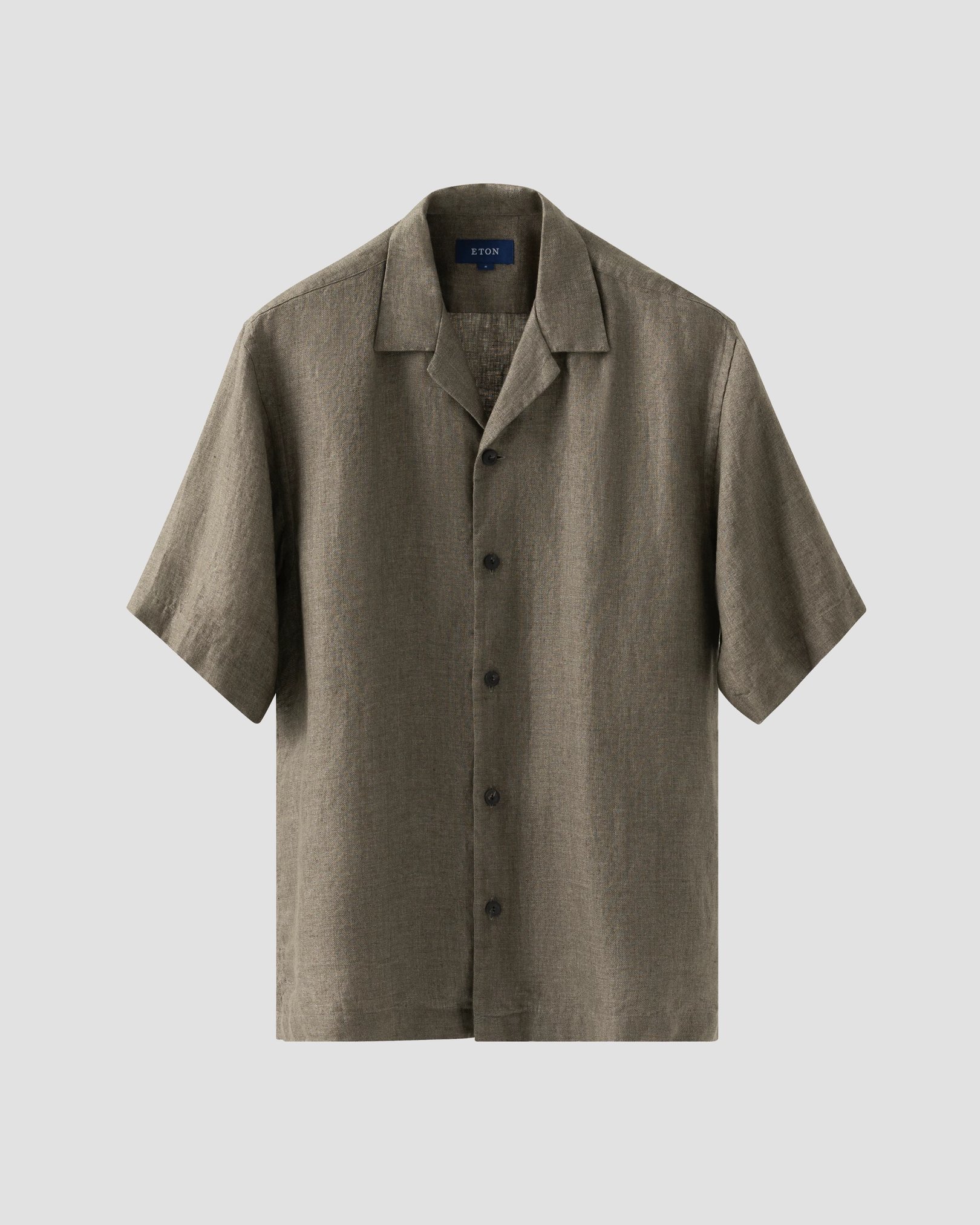 Eton - Dark Brown Heavy Linen Resort Shirt